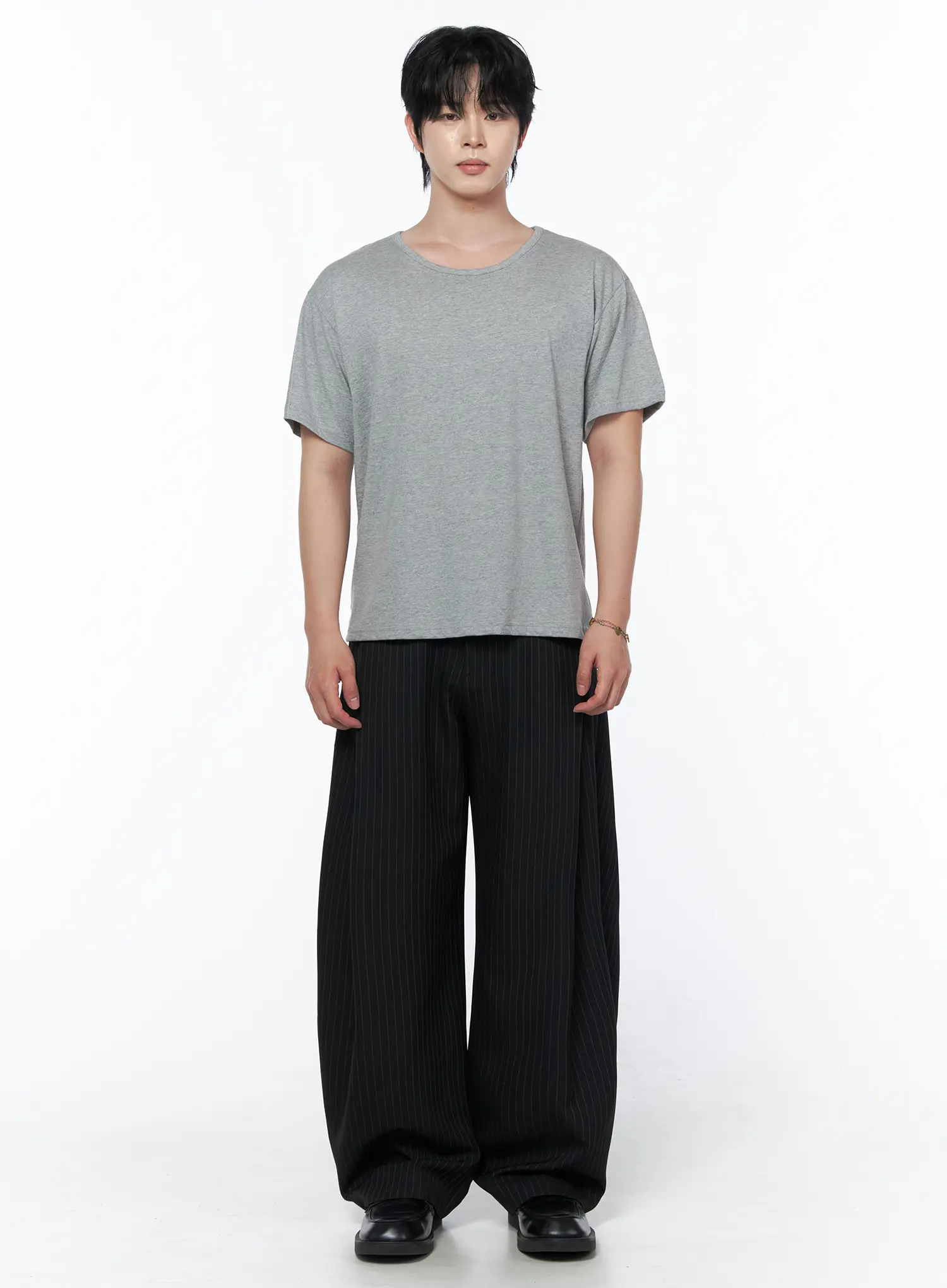 Men's Striped Pintuck Wide Pants IU523 - Image 4