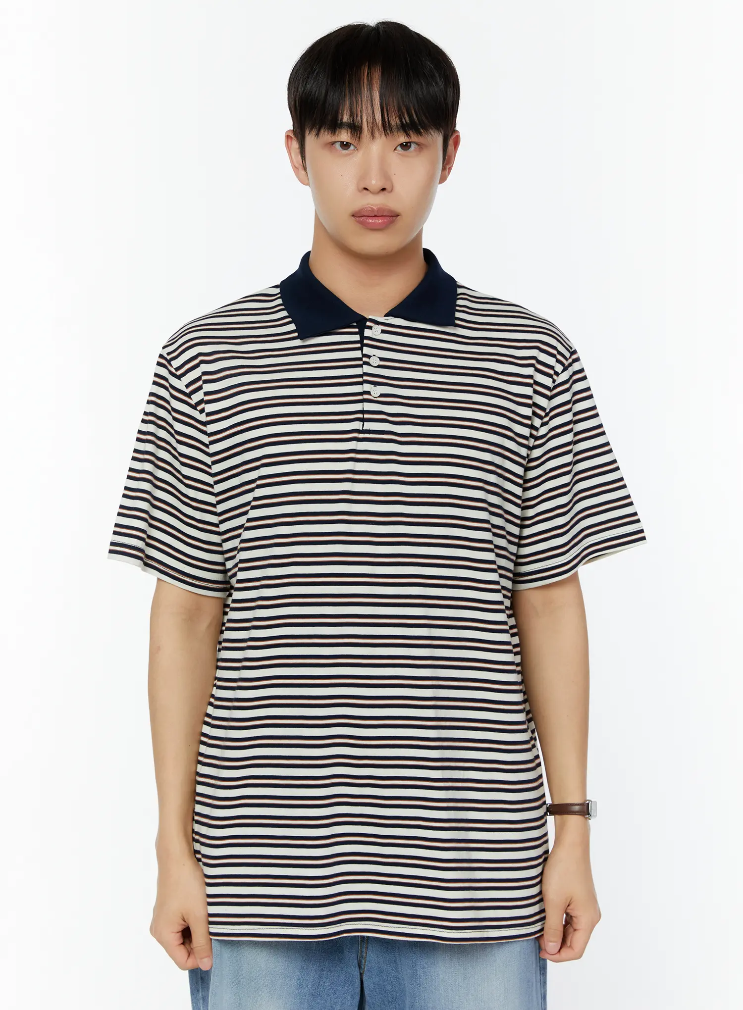 Men's Striped Polo Shirt IU516 - Image 8