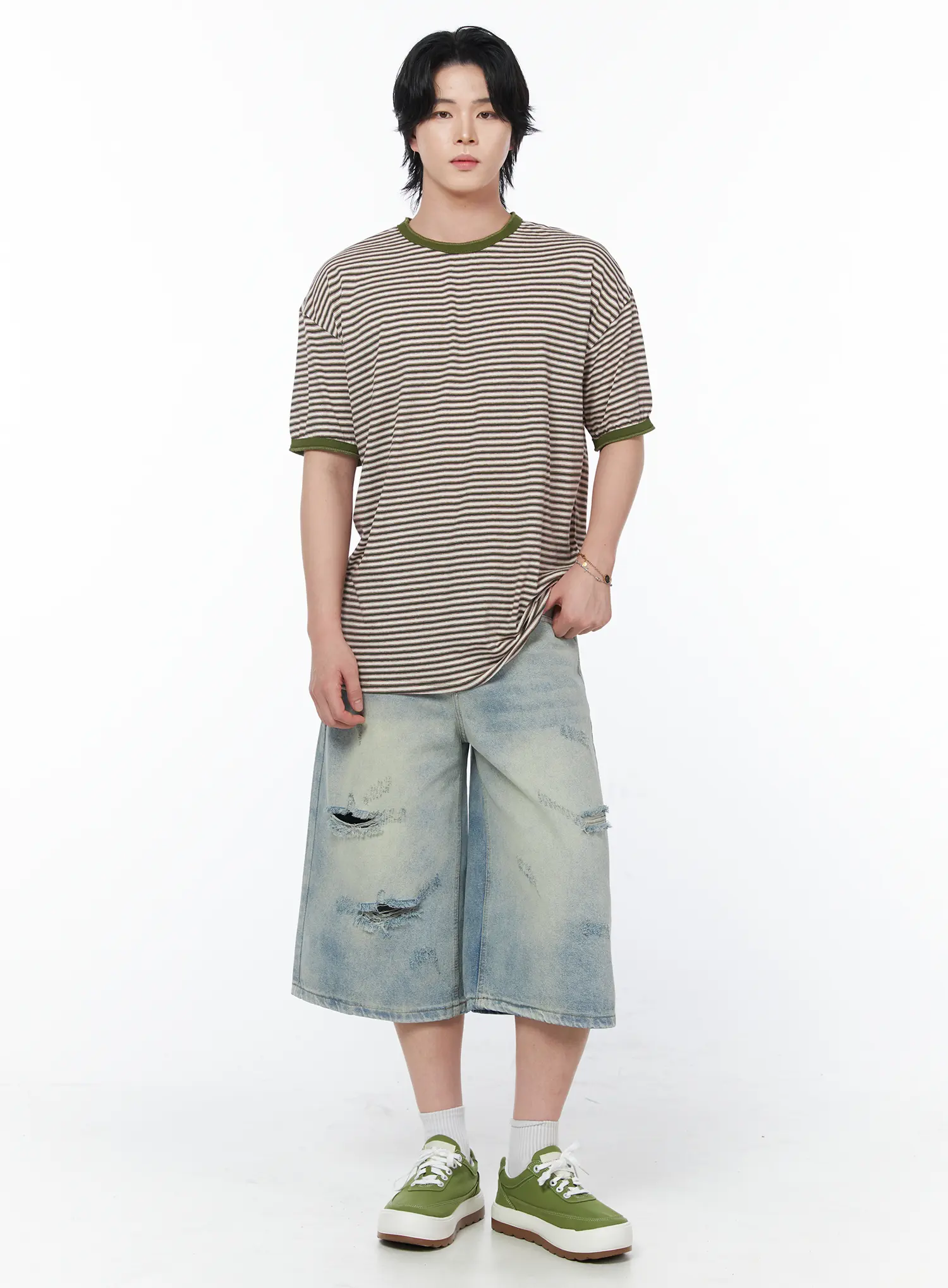 Men's Striped Ringer Tee IY519 - Image 2