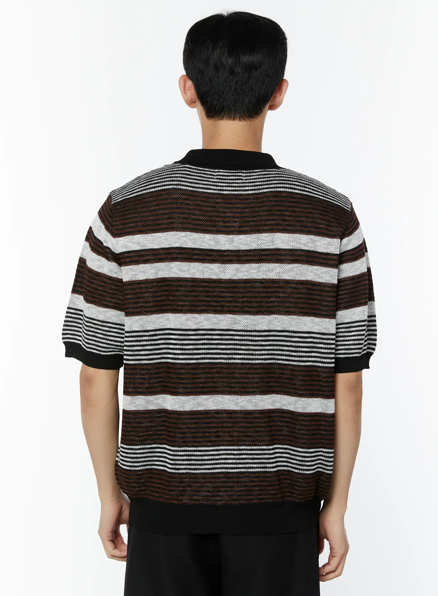 Men's Striped Short Sleeve Cardigan IU508 - Image 5