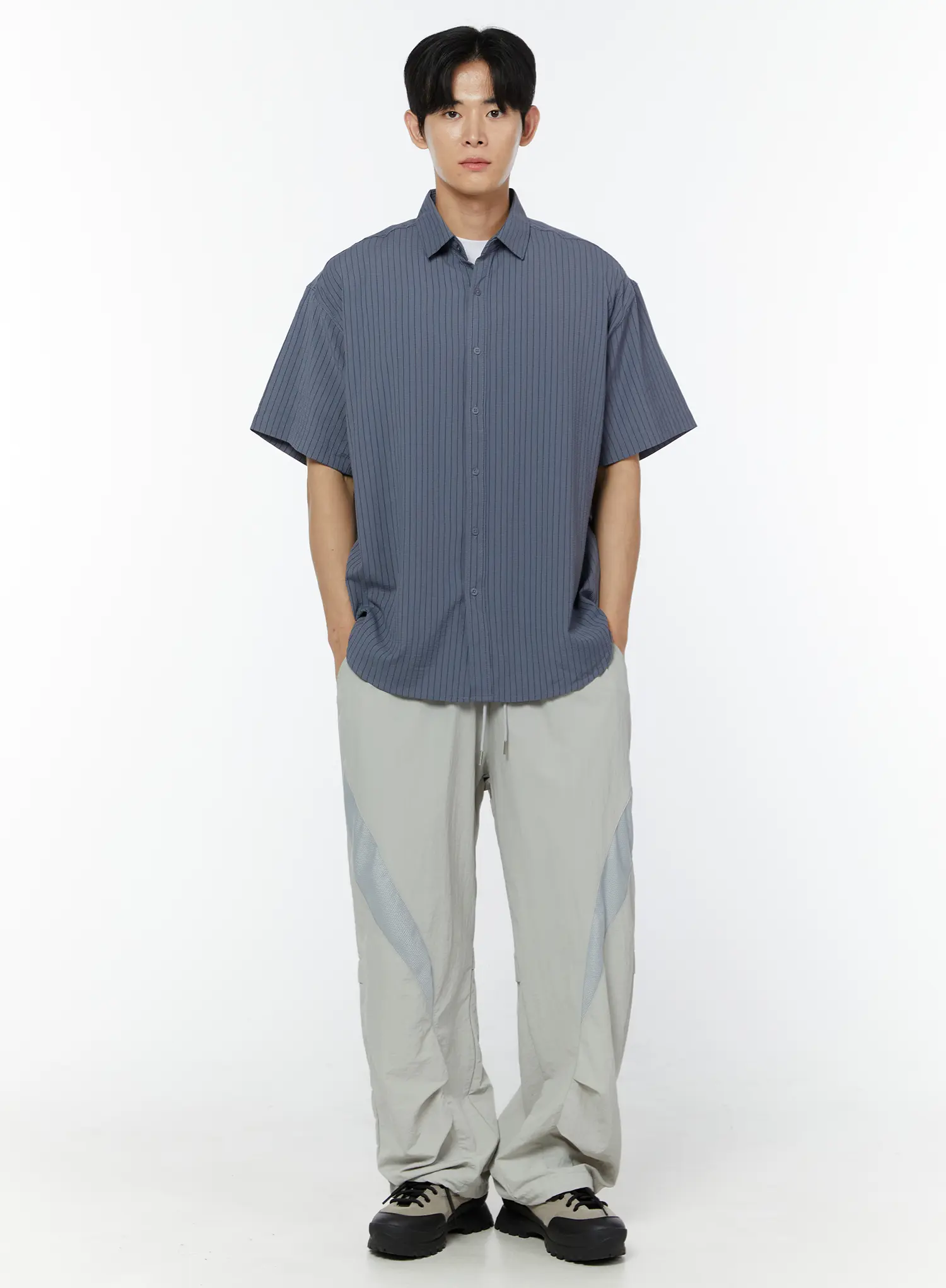 Men's Striped Short Sleeve Shirt IU504 - Image 2