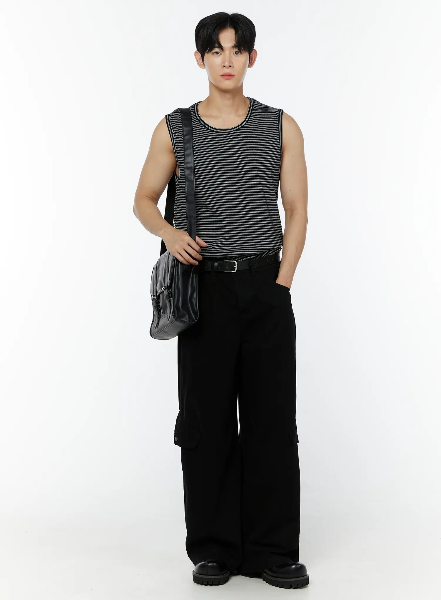 Men's Striped Sleeveless Top IU504 - Image 2