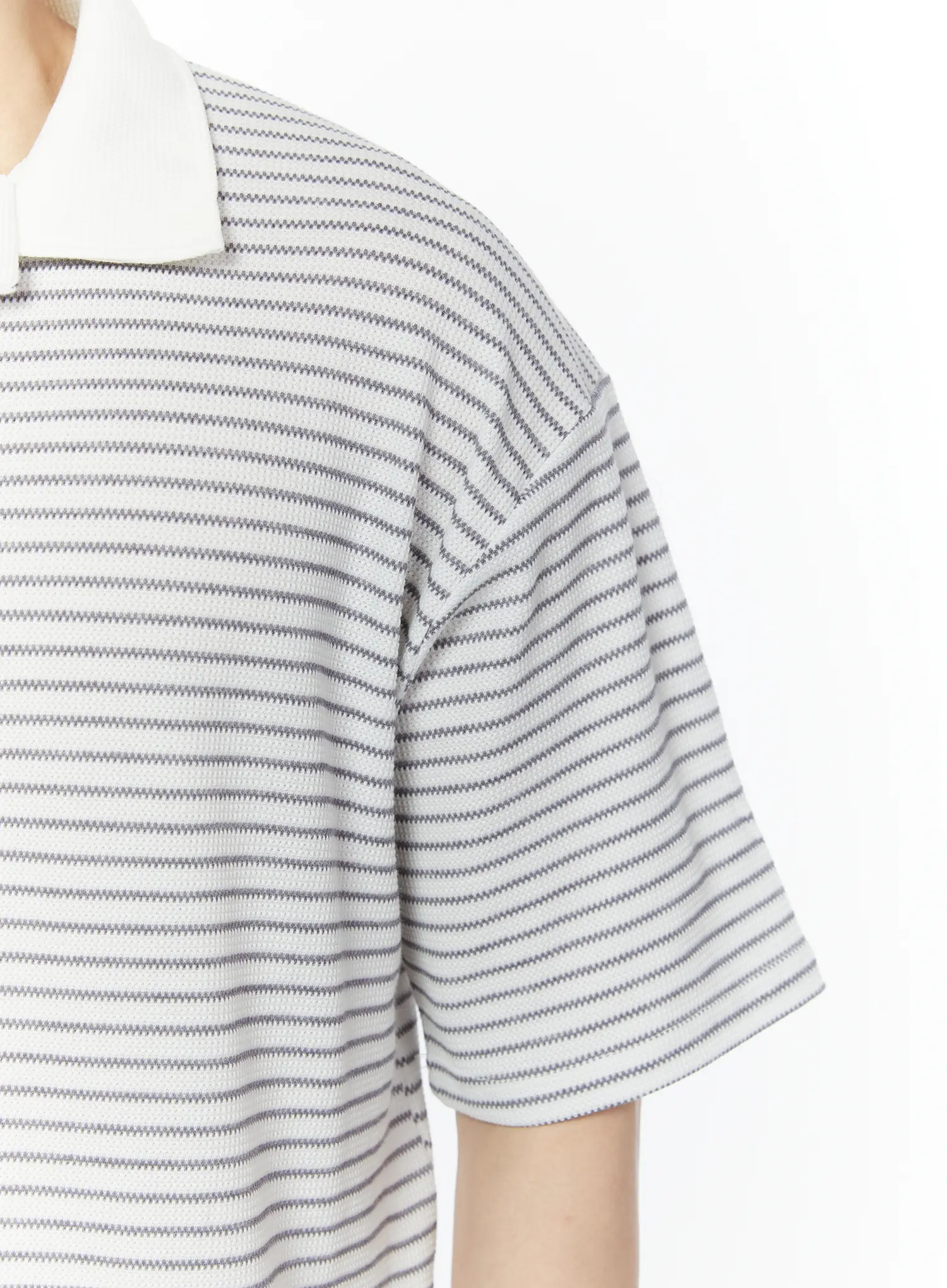 Men's Striped Waffle Knit Polo Shirt IA530 - Image 9