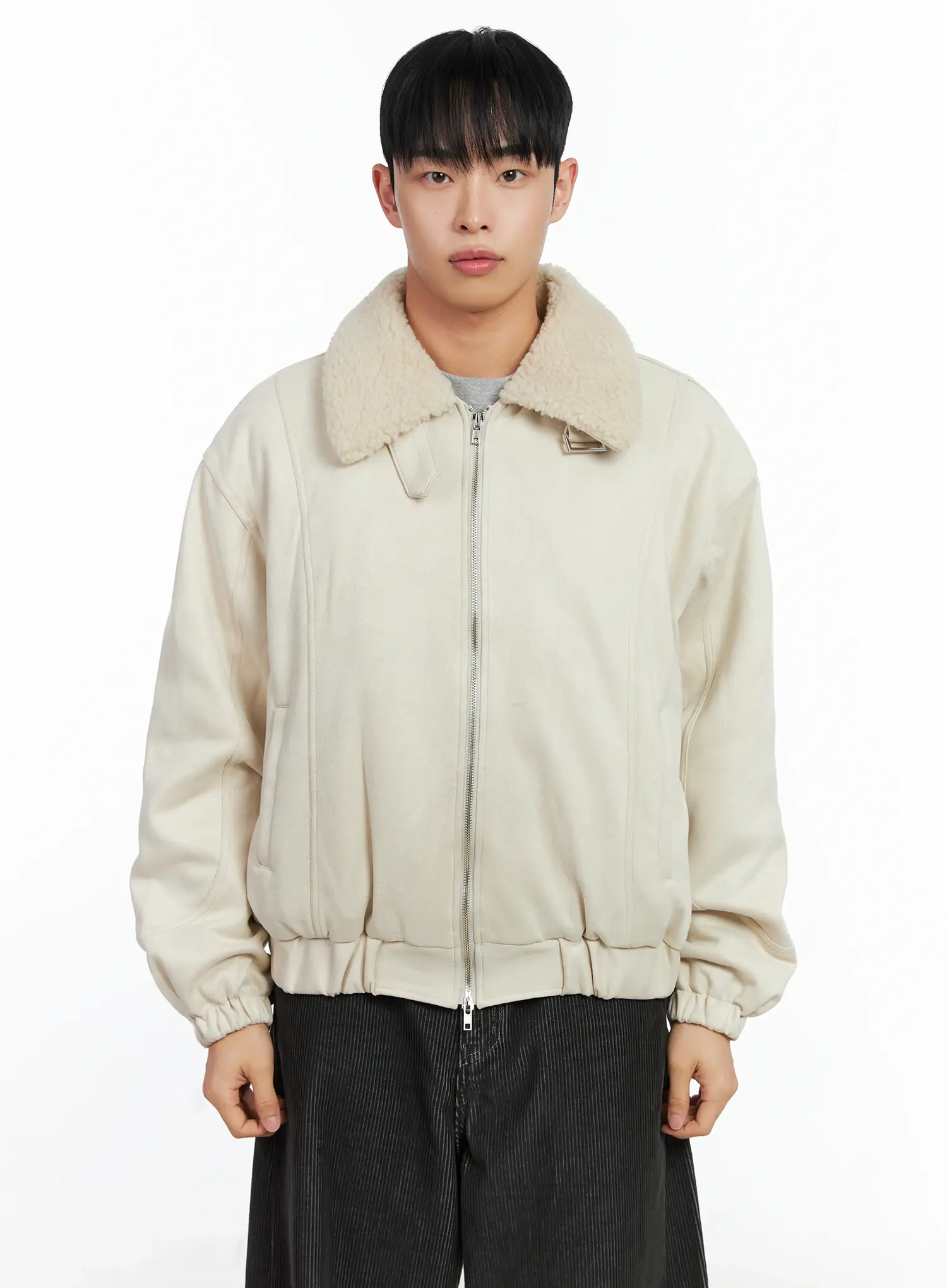 Men's Suede Collar Aviator Jacket IN518 - Image 14