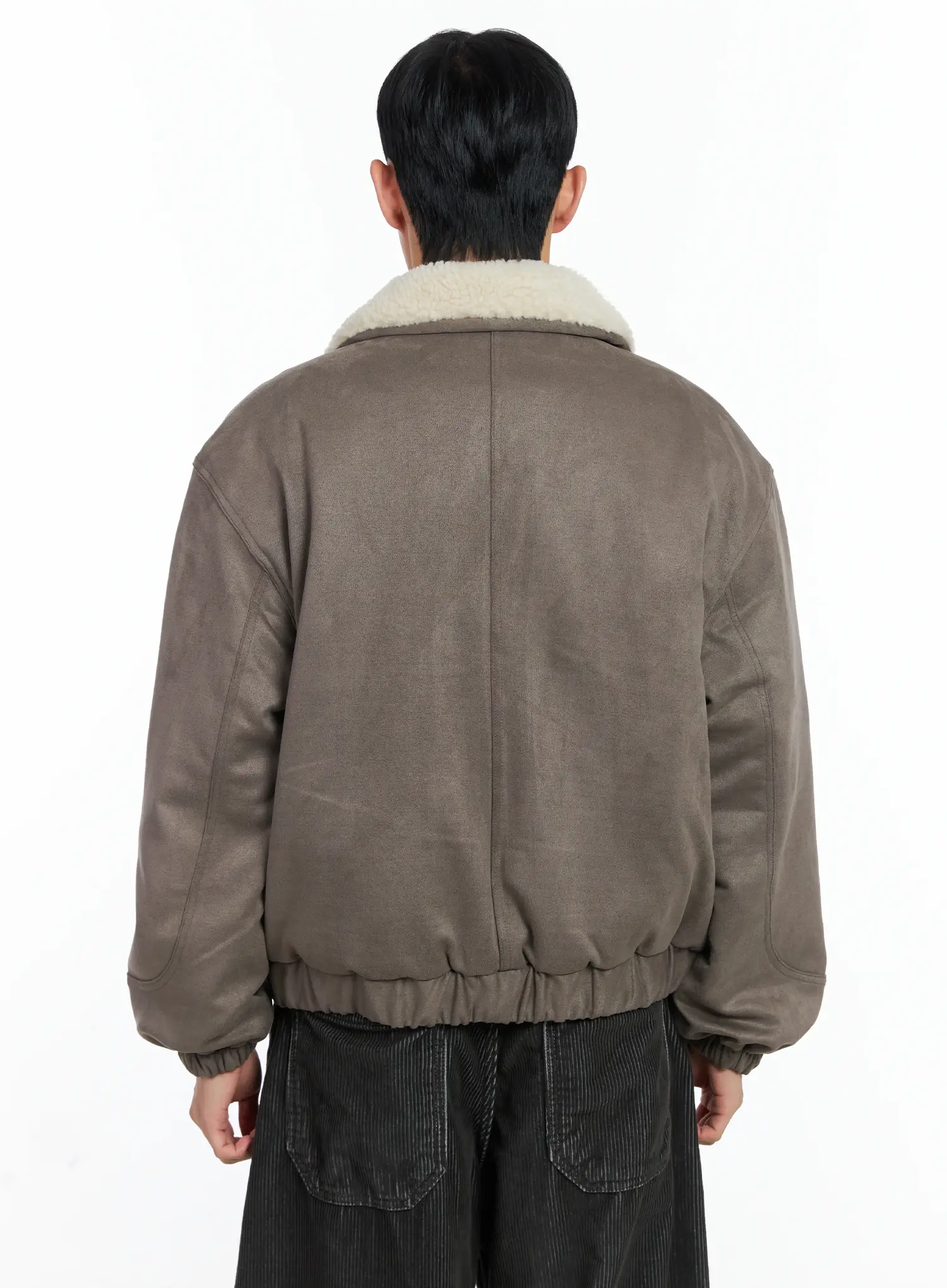 Men's Suede Collar Aviator Jacket IN518 - Image 5
