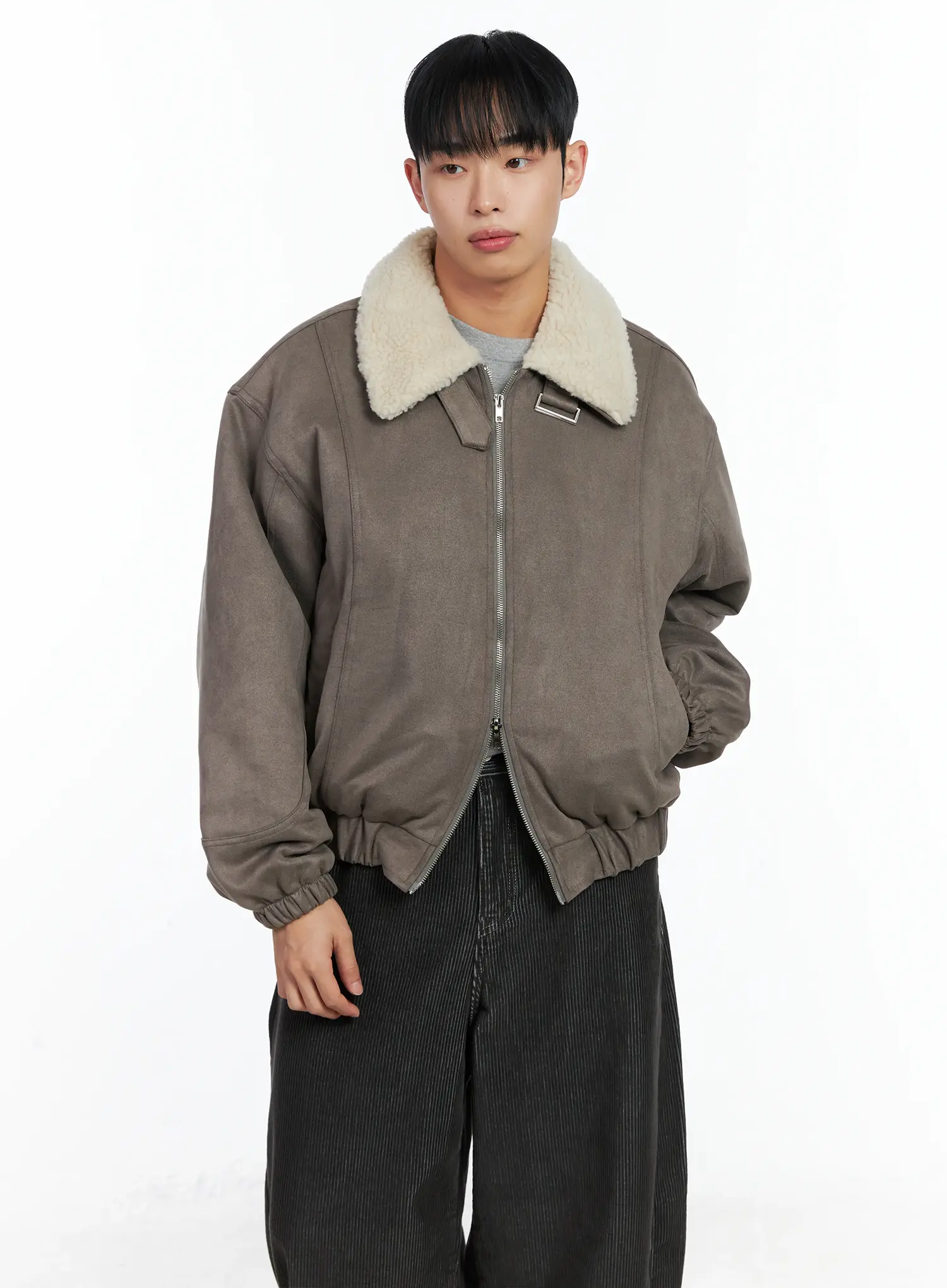 Men's Suede Collar Aviator Jacket IN518 - Image 7