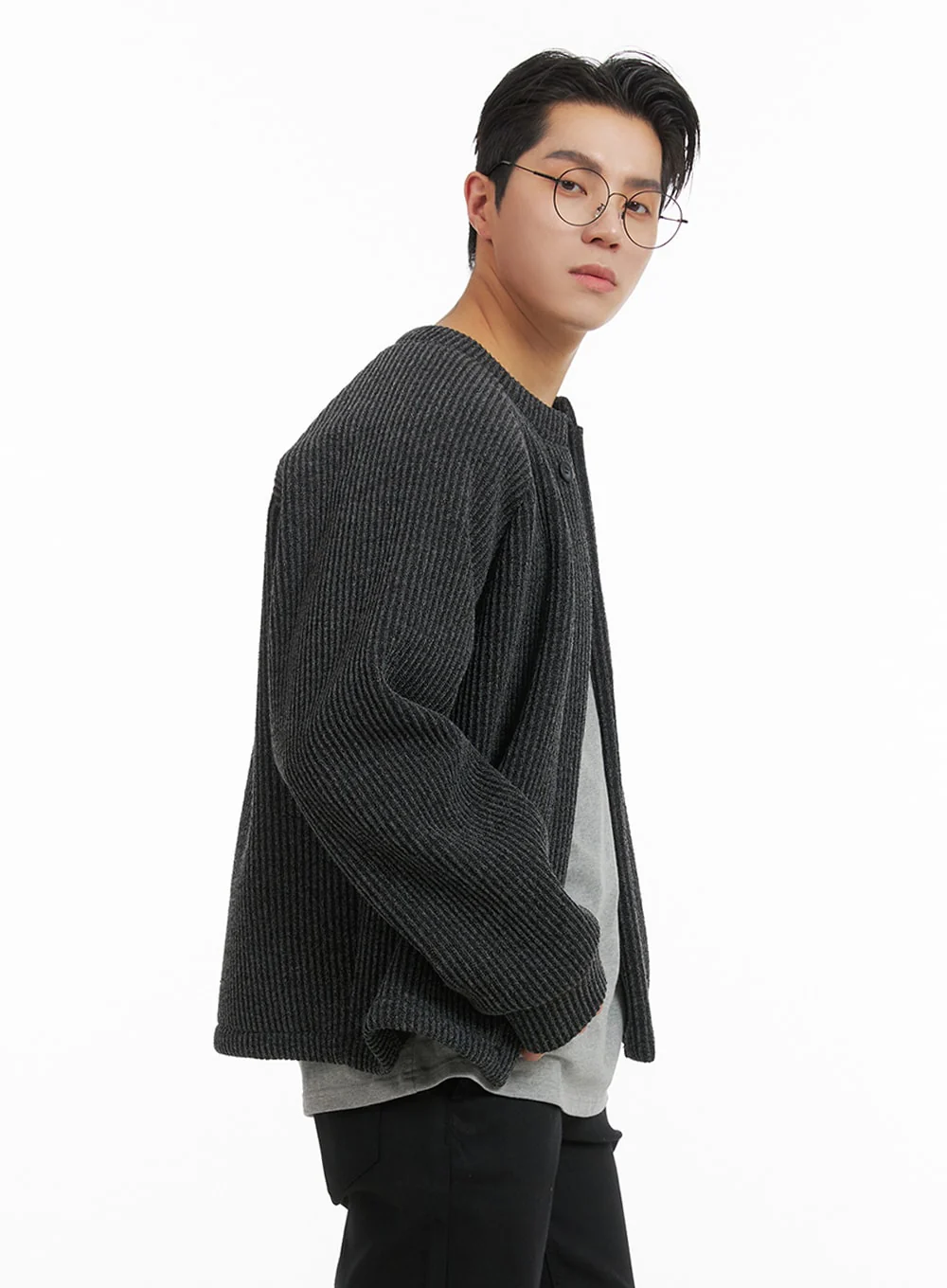 Men's Textured Knit Cardigan IA401 - Image 5