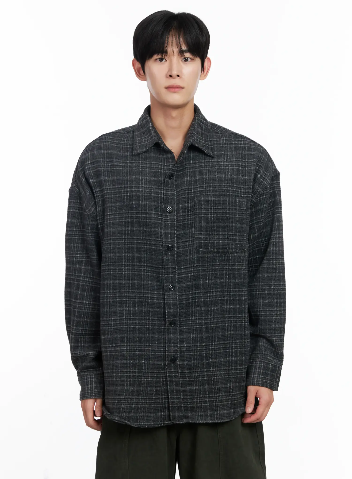 Men's Ueban Wool Checkered Long Sleeve Jacket IJ521 - Image 12