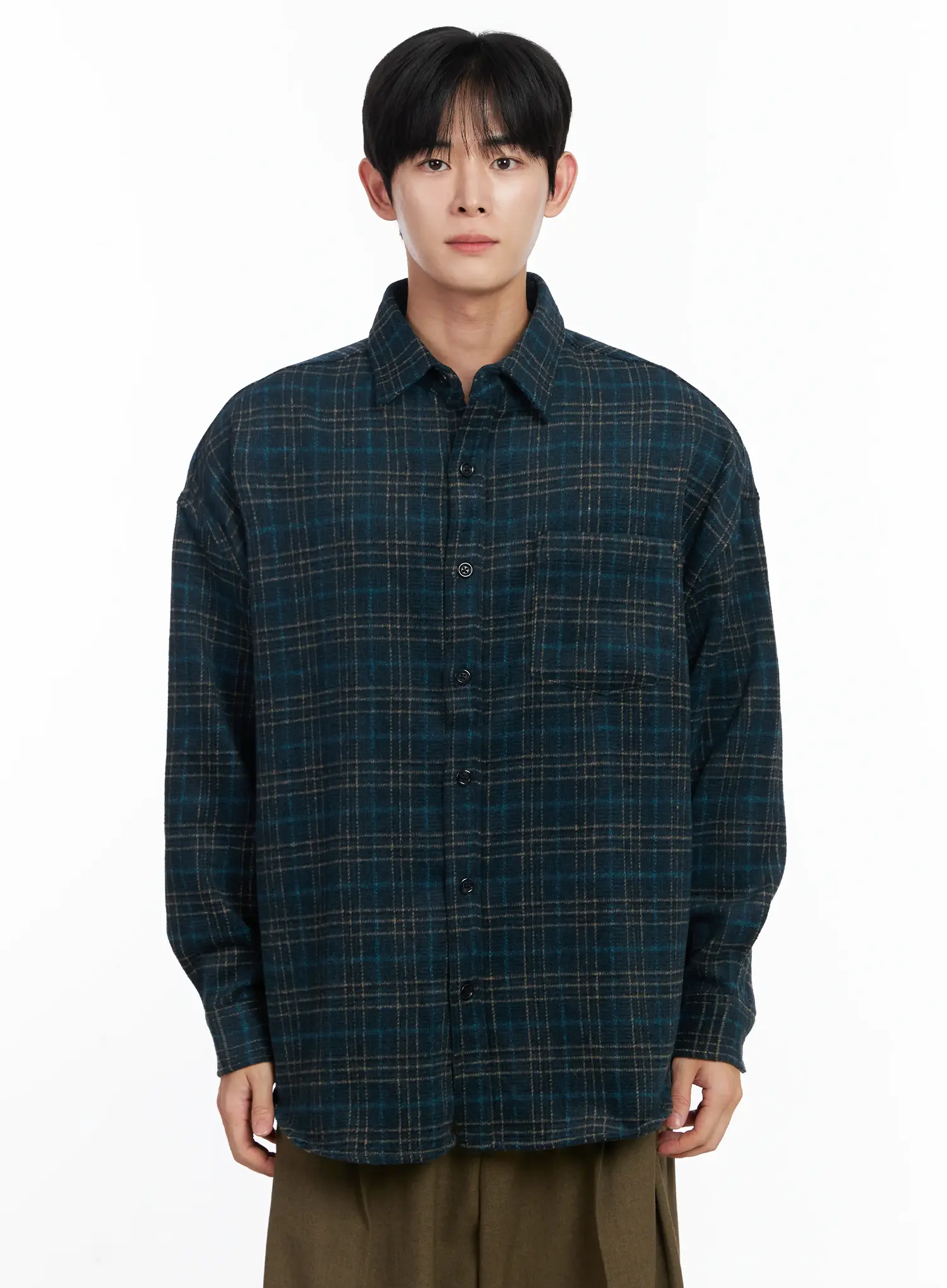 Men's Ueban Wool Checkered Long Sleeve Jacket IJ521 - Image 13