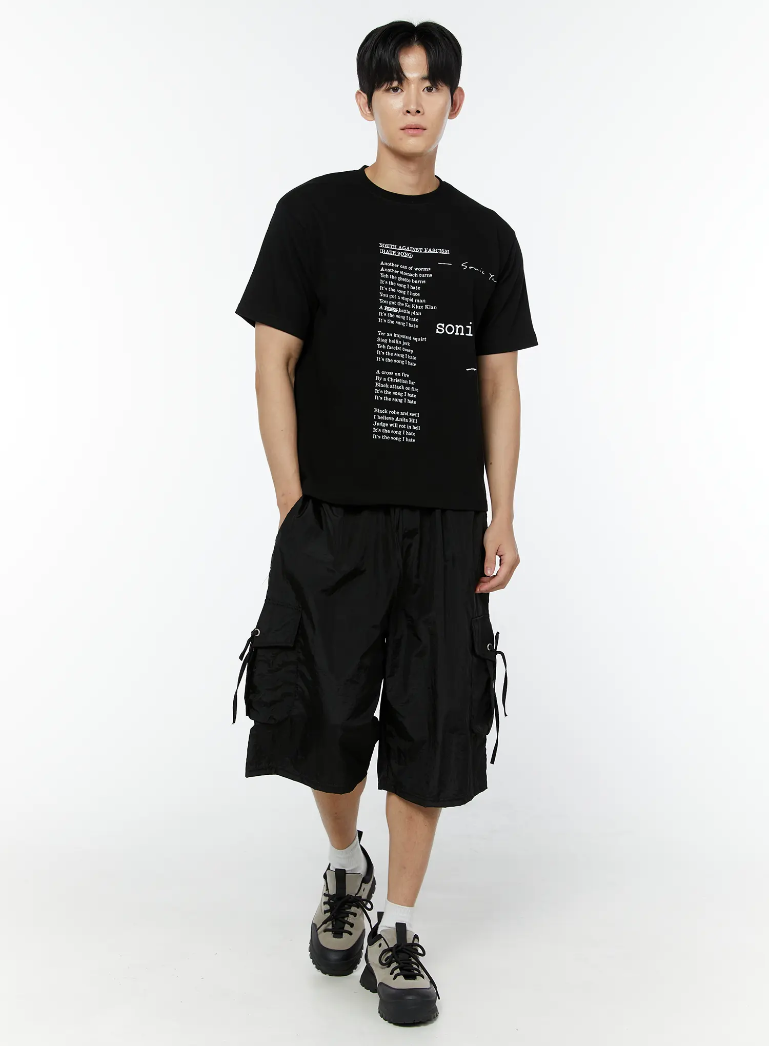 Men's Utility Cargo Bermuda Pants (Black) IU508 - Image 3