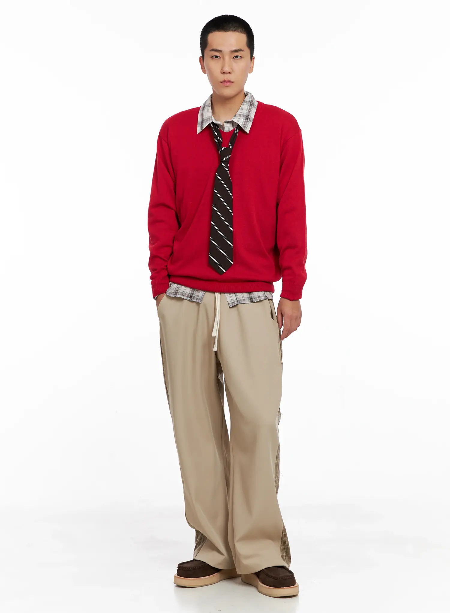 Men's V-neck Knit Pullover IG529 - Image 7