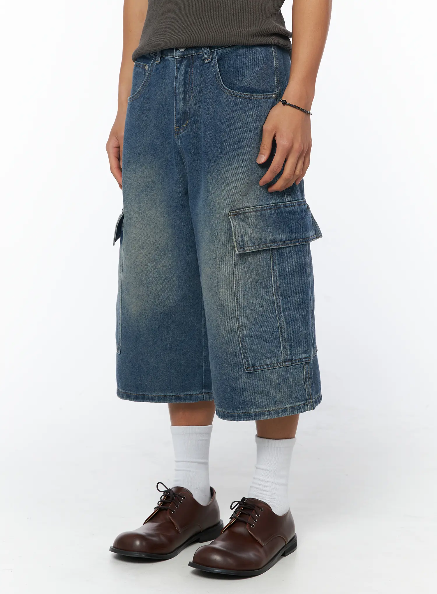 Men's Vintage Denim Cargo Shorts IU503 - Image 2