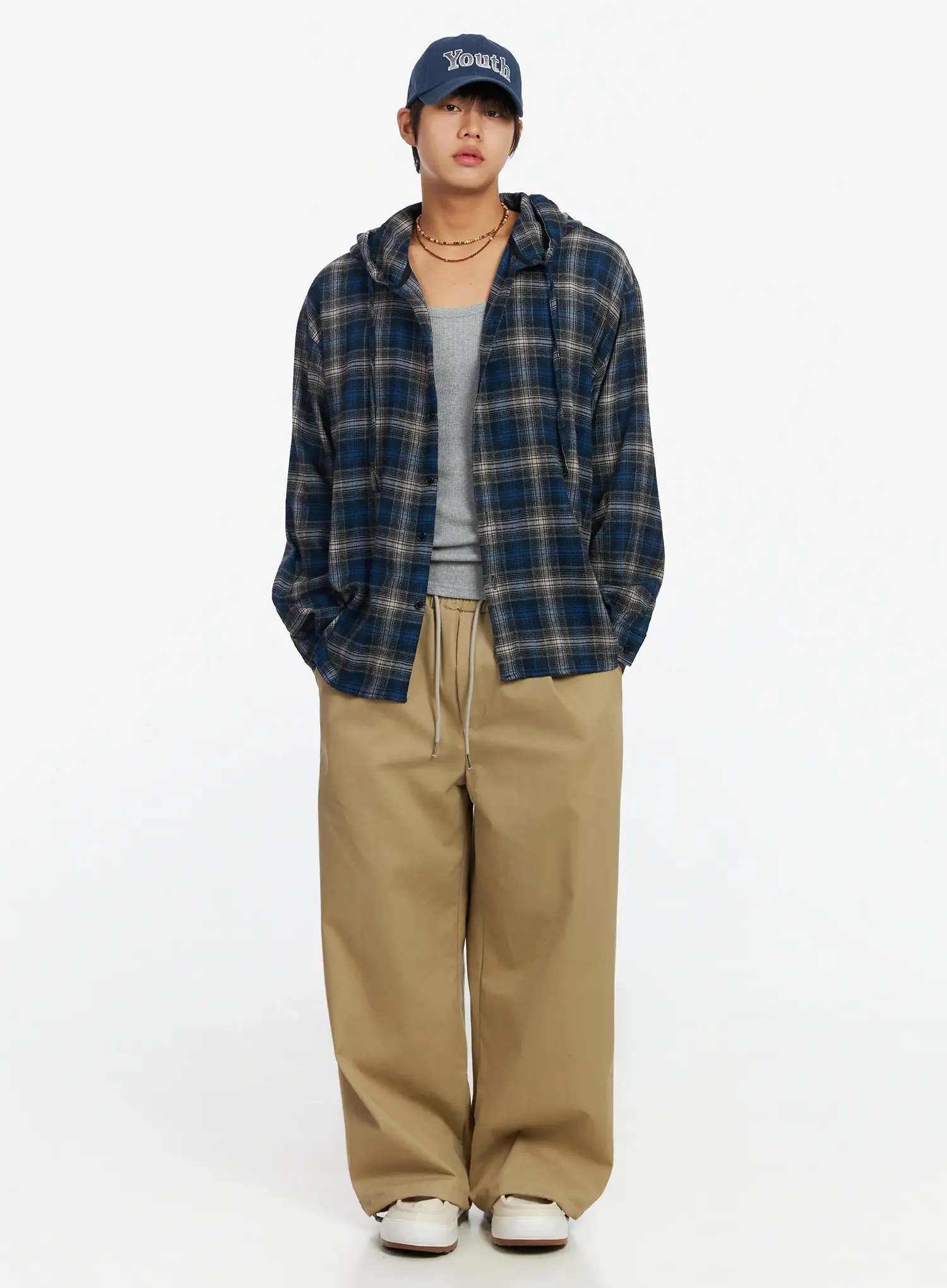 Men's Vintage Plaid Hooded Flannel IJ527