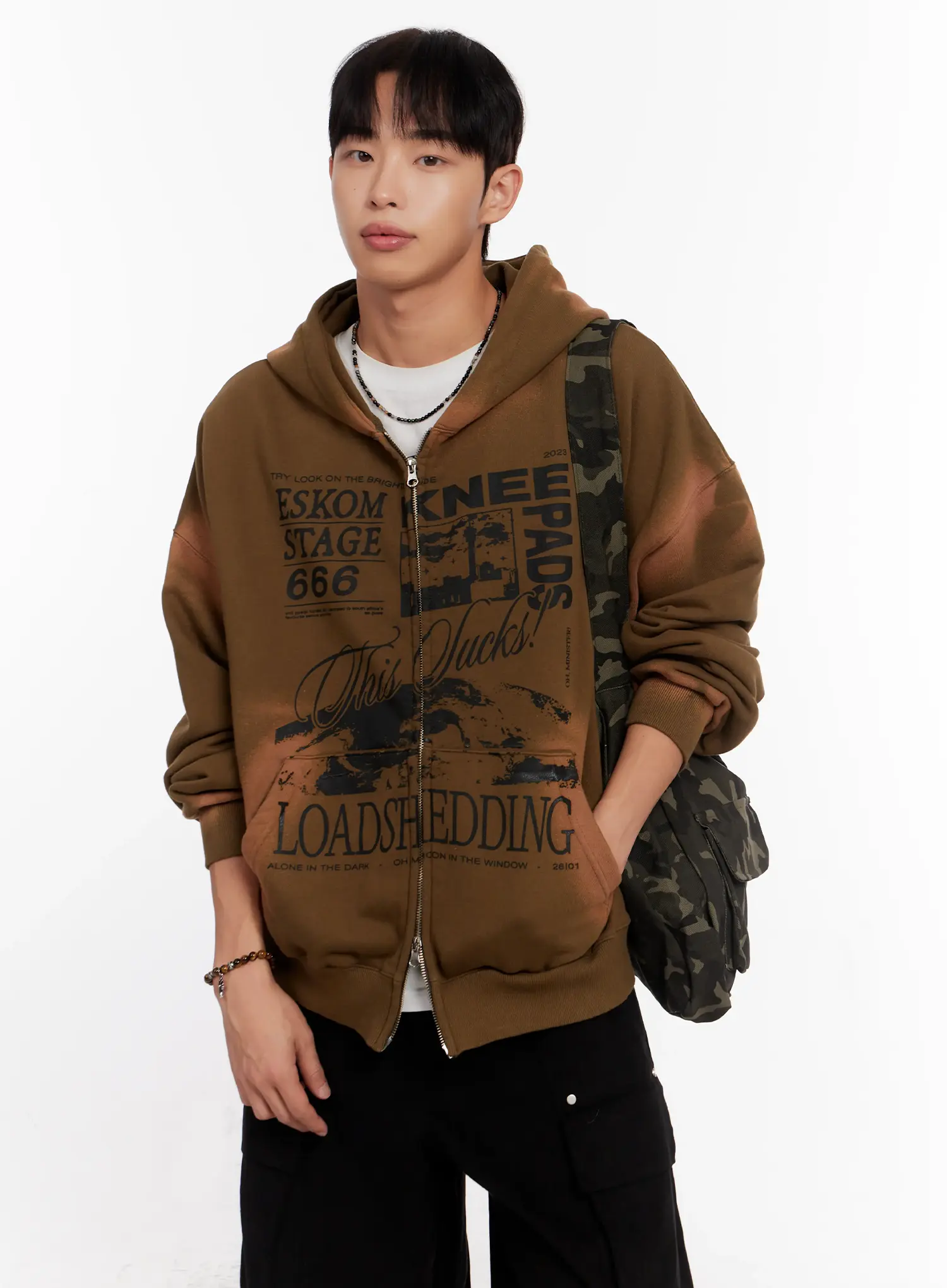 Men's Vintage Wash Graphic Zip-Up Hoodie IO523 - Image 10