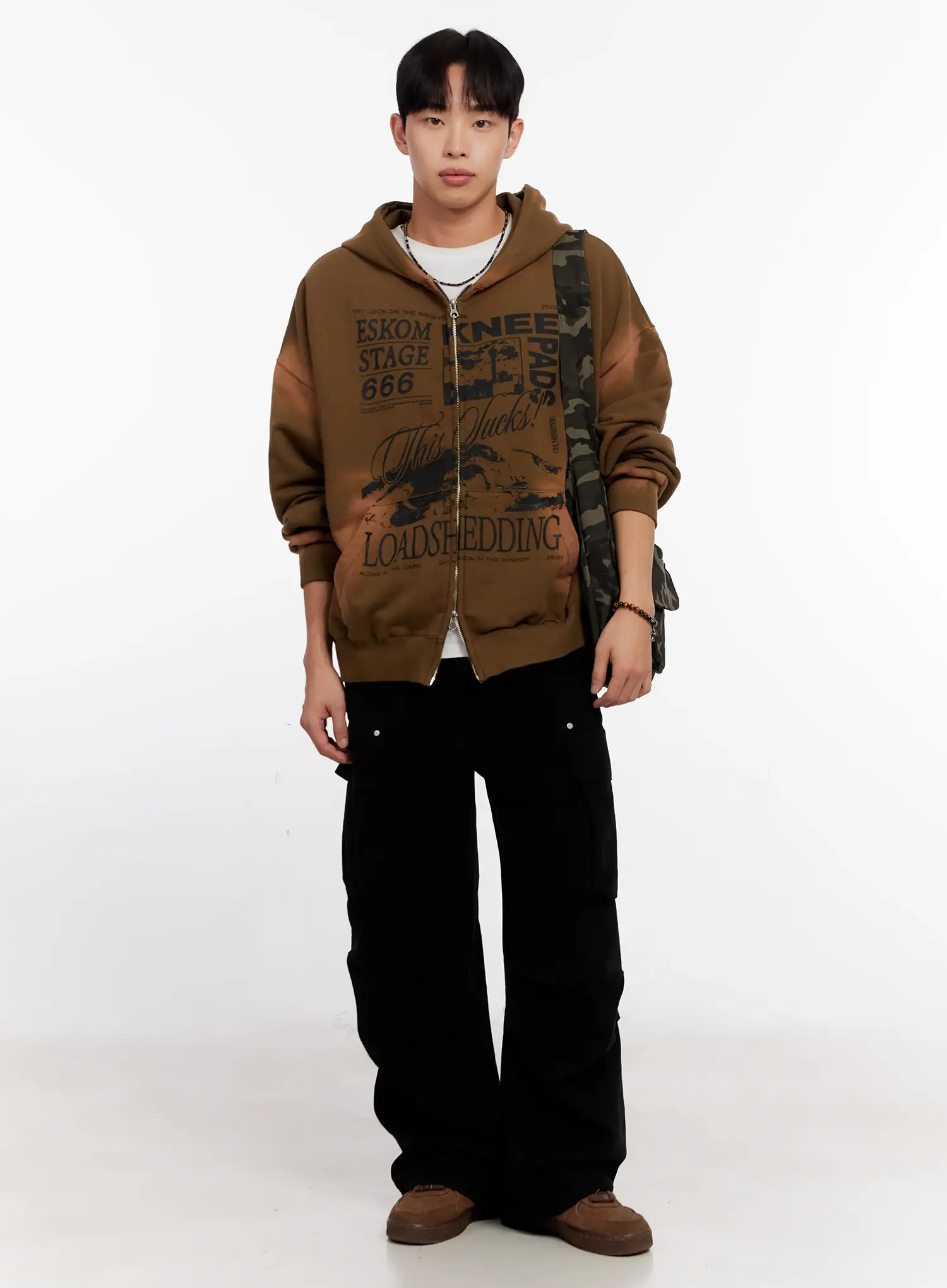 Men's Vintage Wash Graphic Zip-Up Hoodie IO523 - Image 2