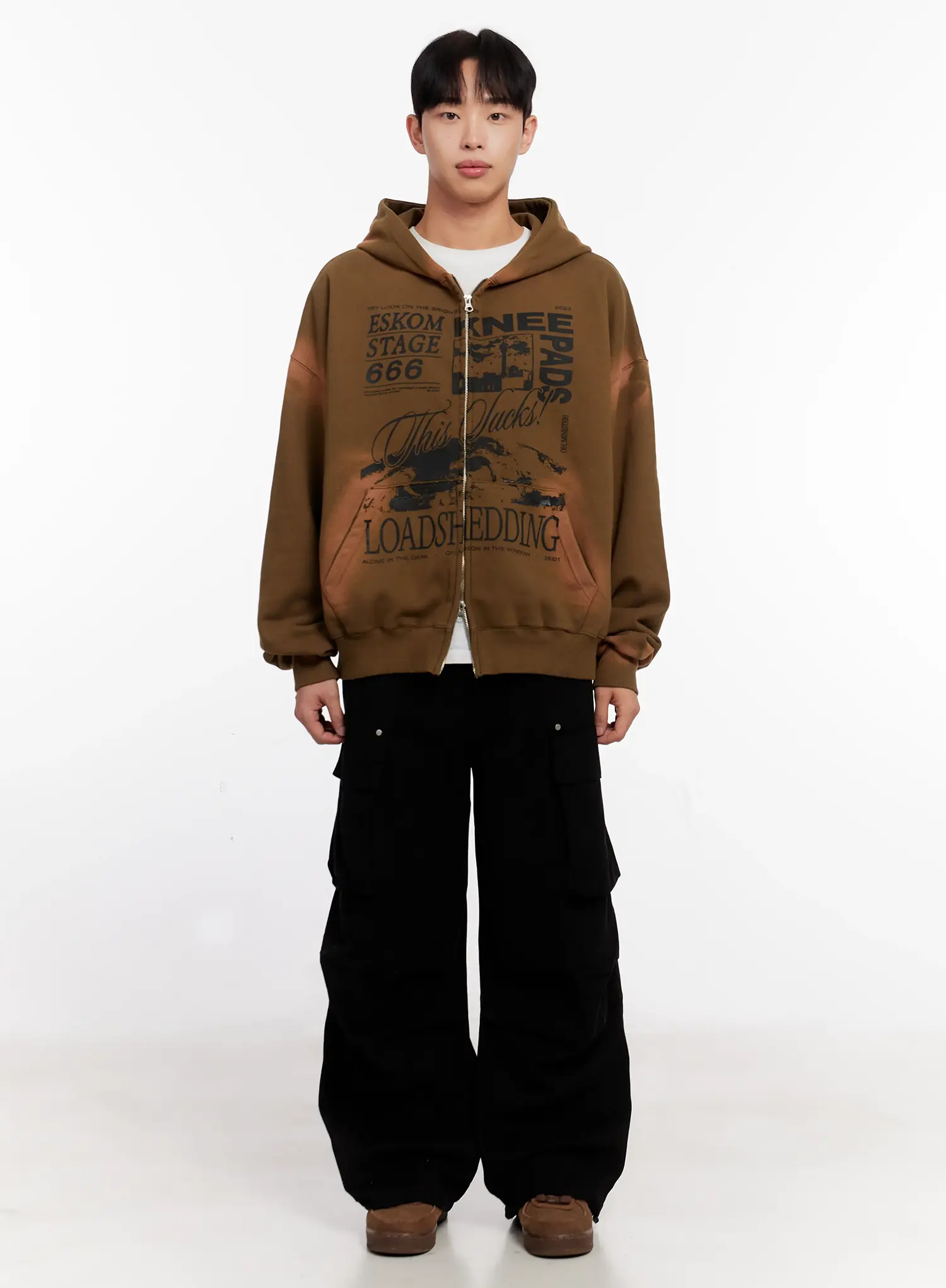 Men's Vintage Wash Graphic Zip-Up Hoodie IO523 - Image 3