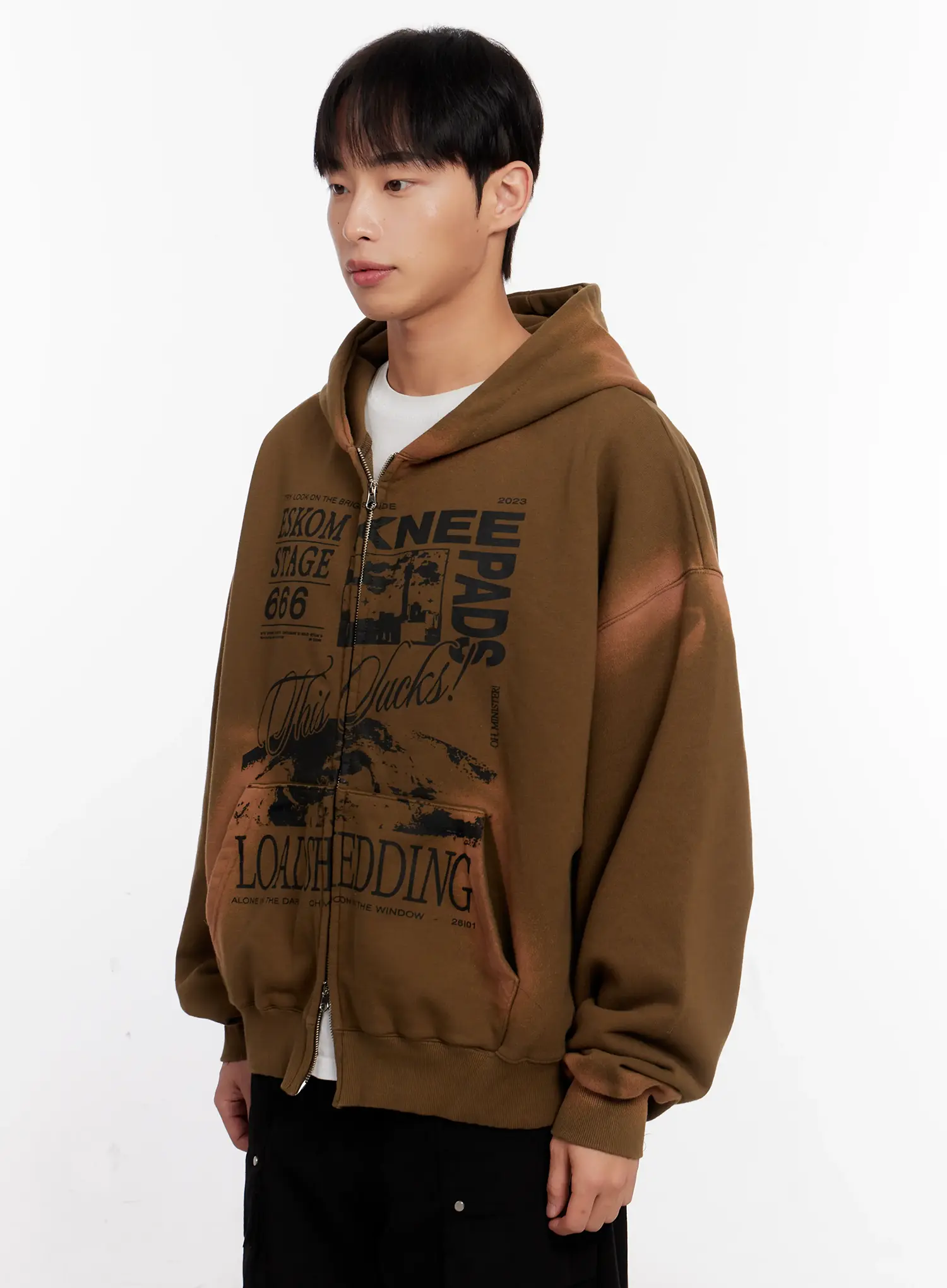 Men's Vintage Wash Graphic Zip-Up Hoodie IO523 - Image 4