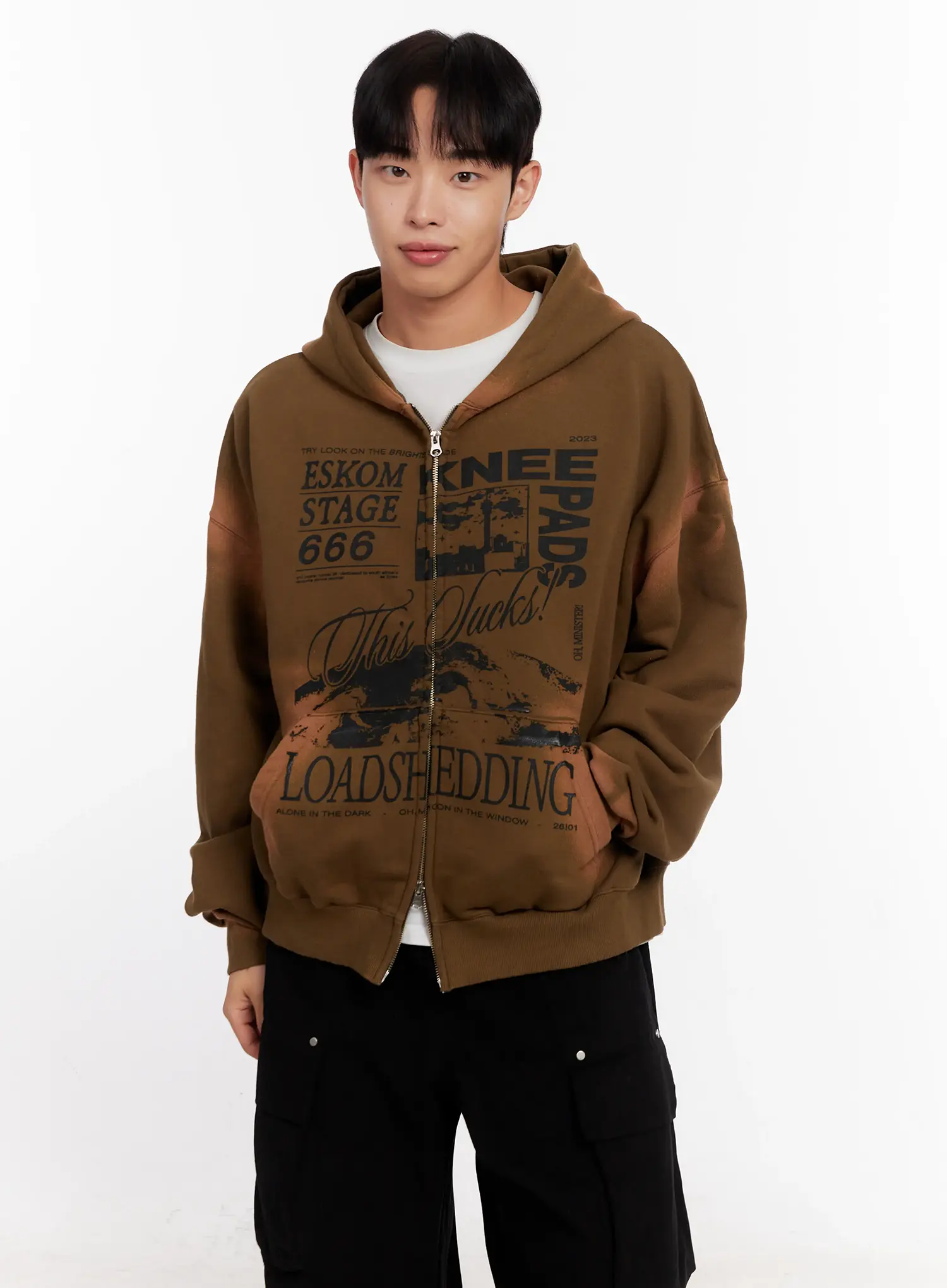 Men's Vintage Wash Graphic Zip-Up Hoodie IO523 - Image 6