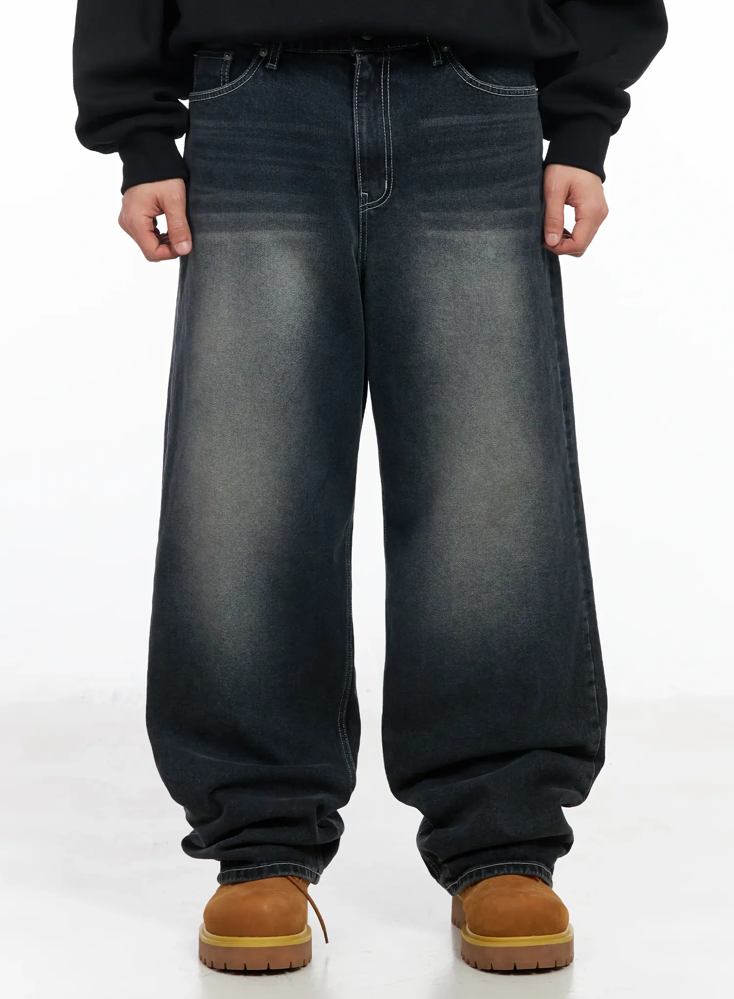 Men's Vintage Washed Baggy Jeans IM511 - Image 11