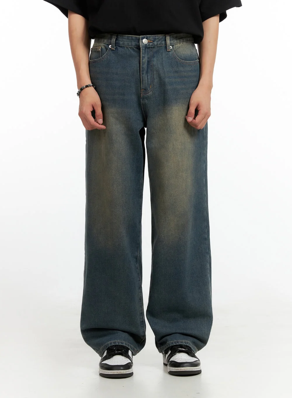 Men's Vintage Washed Loose Fit Jeans (Dark Blue) IG402 - Image 2