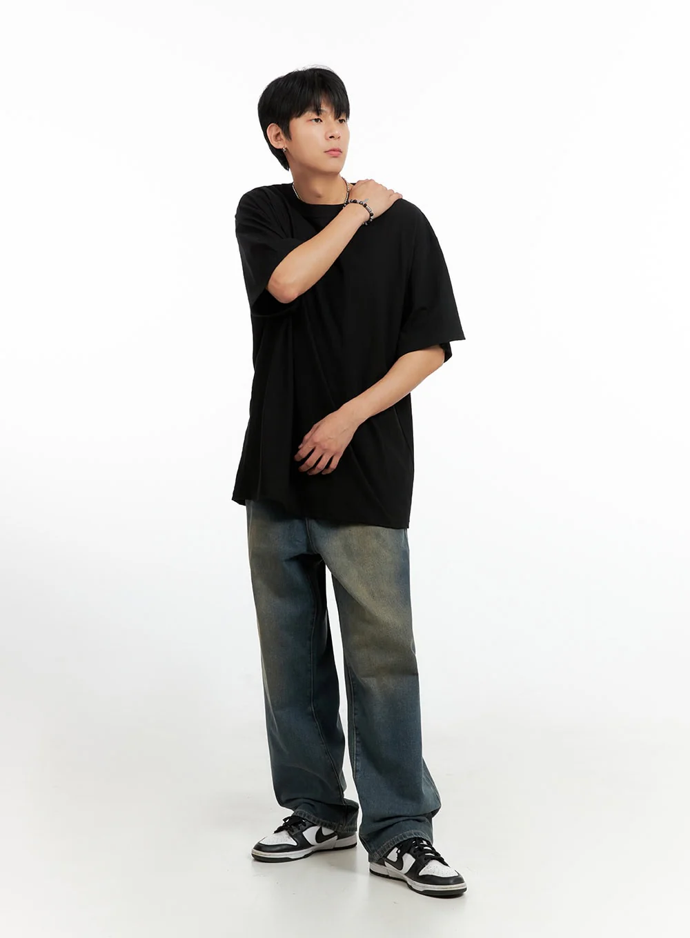 Men's Vintage Washed Loose Fit Jeans (Dark Blue) IG402 - Image 3