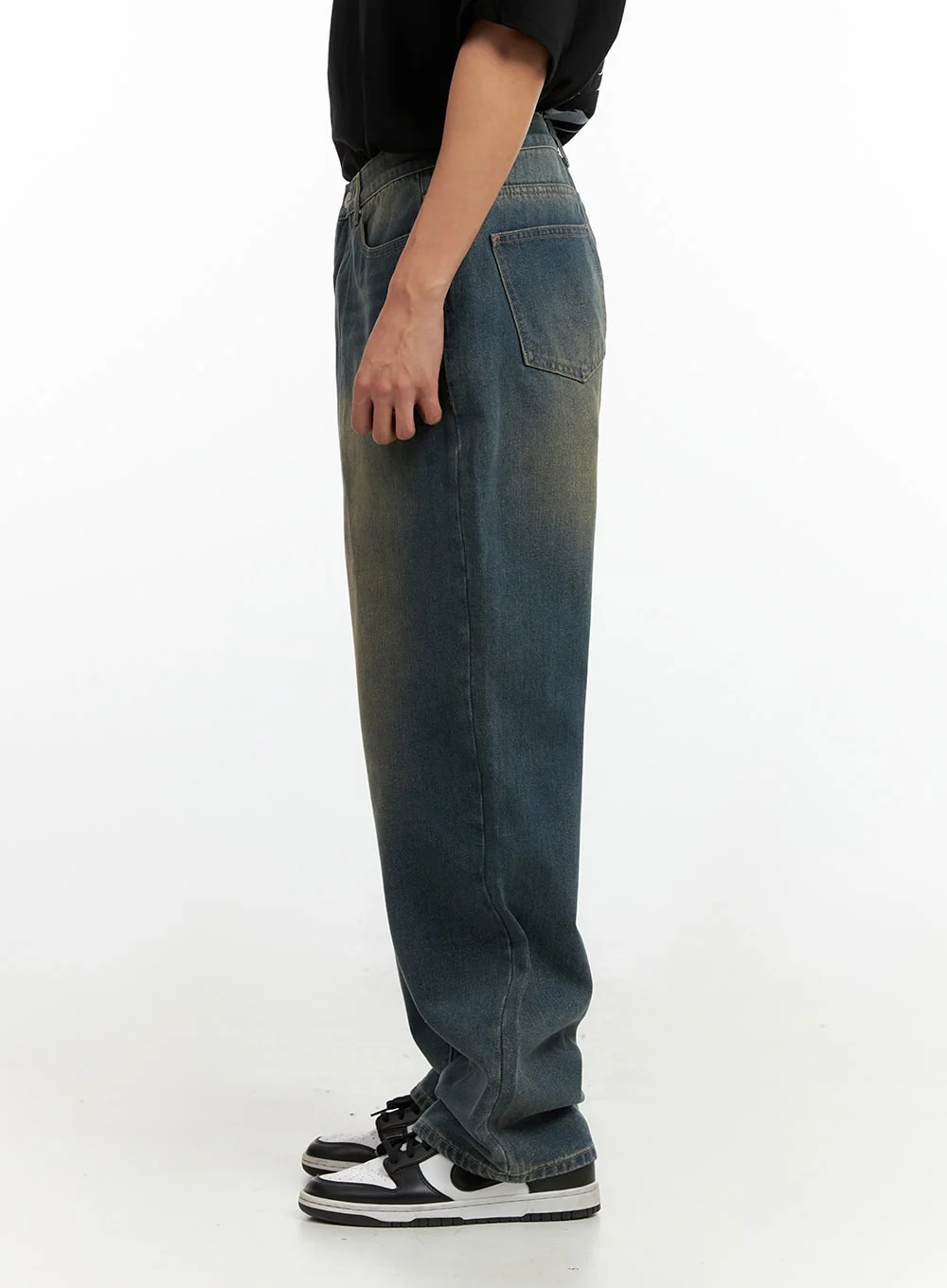Men's Vintage Washed Loose Fit Jeans (Dark Blue) IG402 - Image 4
