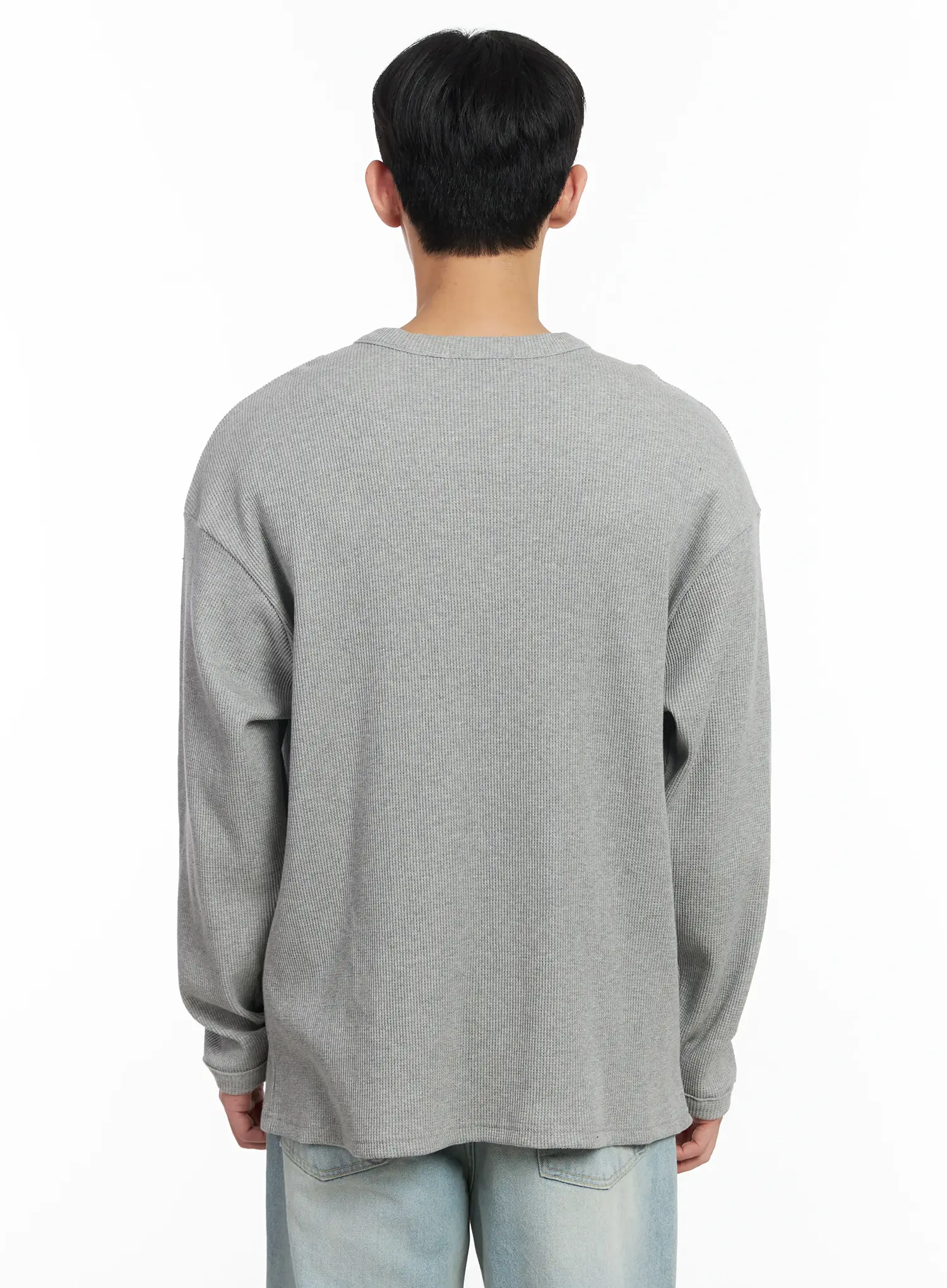 Men's Waffle Henley Long Sleeve Shirt IF517 - Image 5