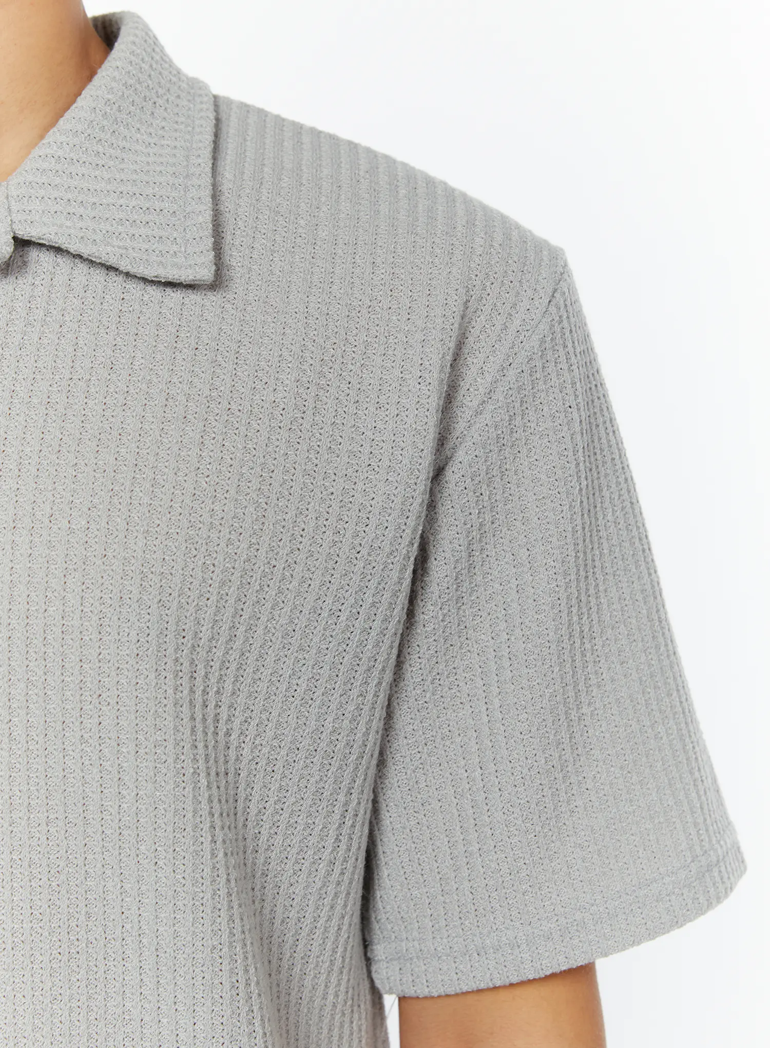 Men's Waffle Knit Polo T-Shirt IY508 - Image 10