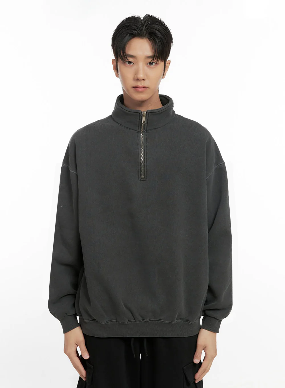 Men's Washed Cotton Half-Zip Crewneck ID406 - Image 11