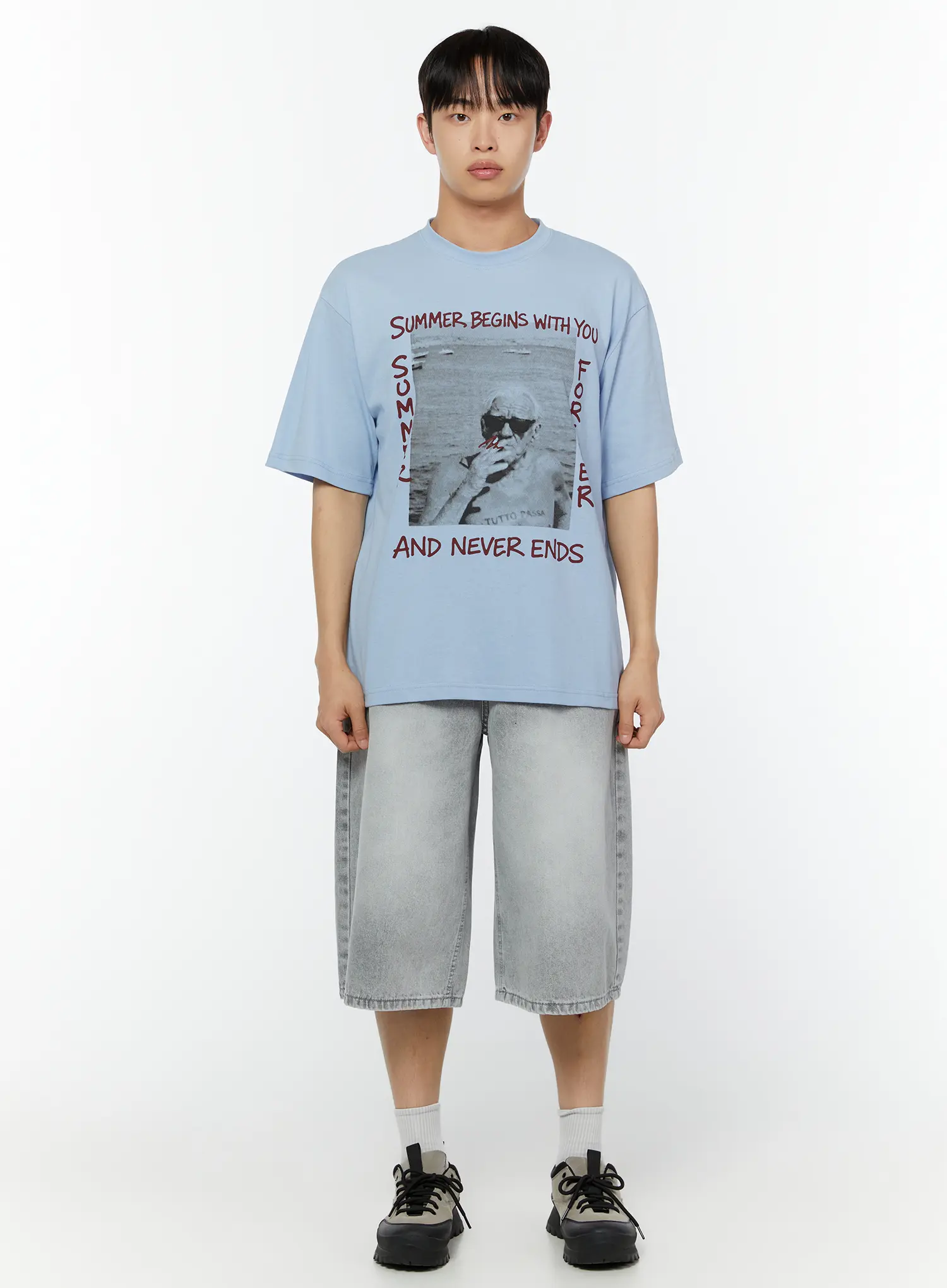 Men's Washed Denim Bermuda Shorts IU516 - Image 4
