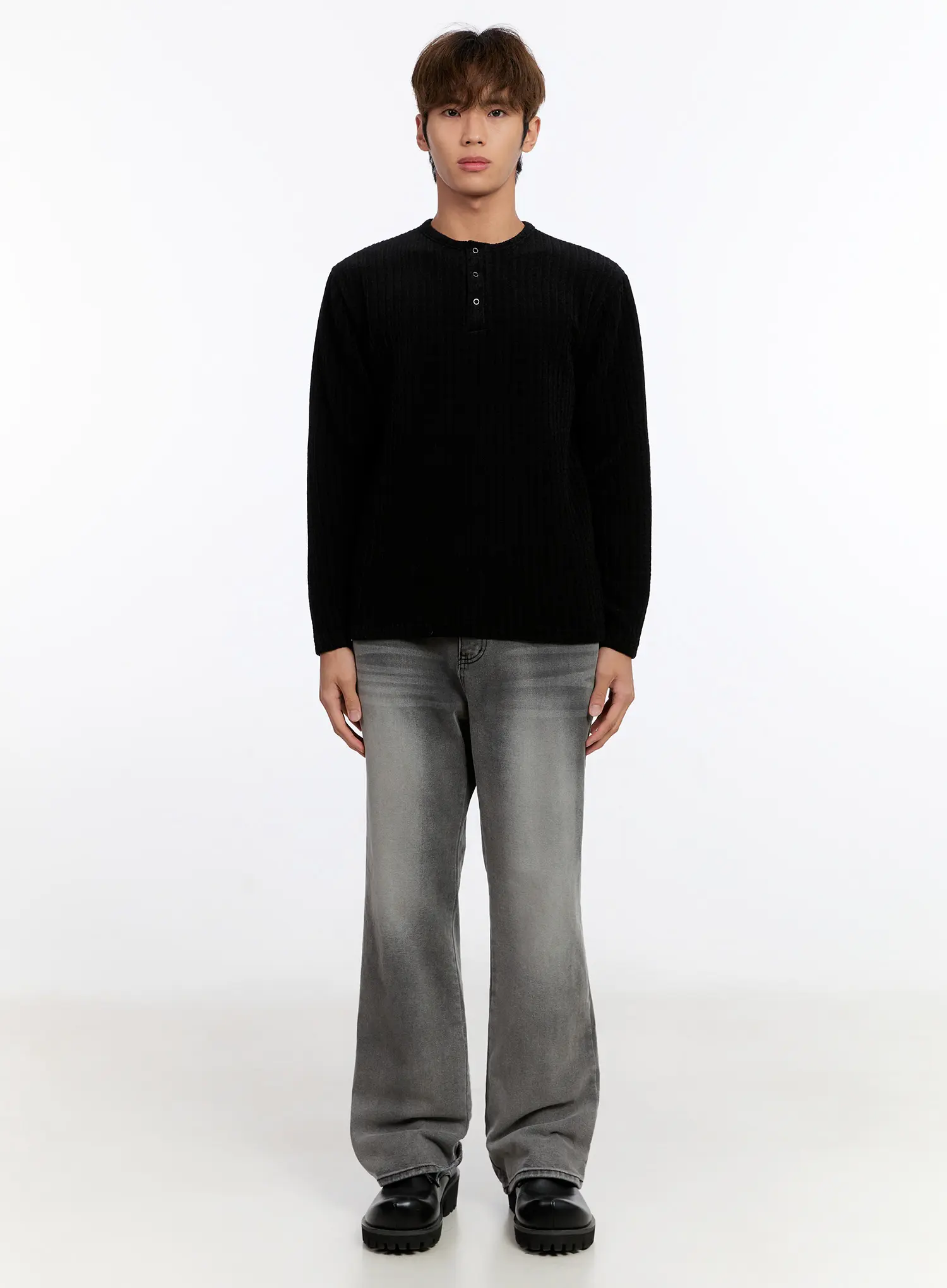 Men's Washed Straight Jeans IN528 - Image 3