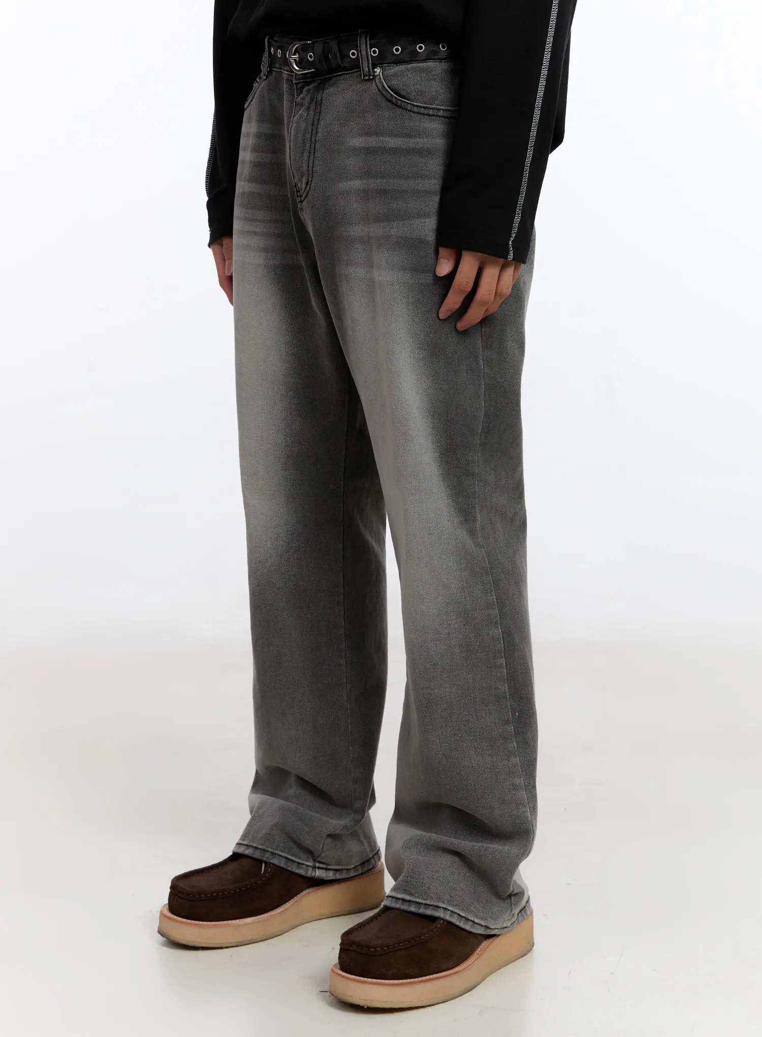 Men's Washed Straight Jeans IN528 - Image 4
