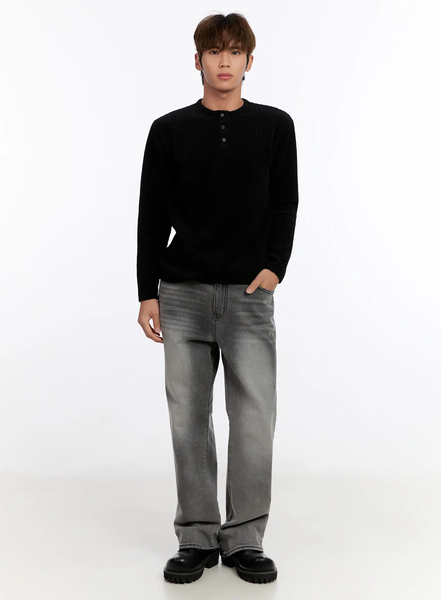 Men's Washed Straight Jeans IN528 - Image 7