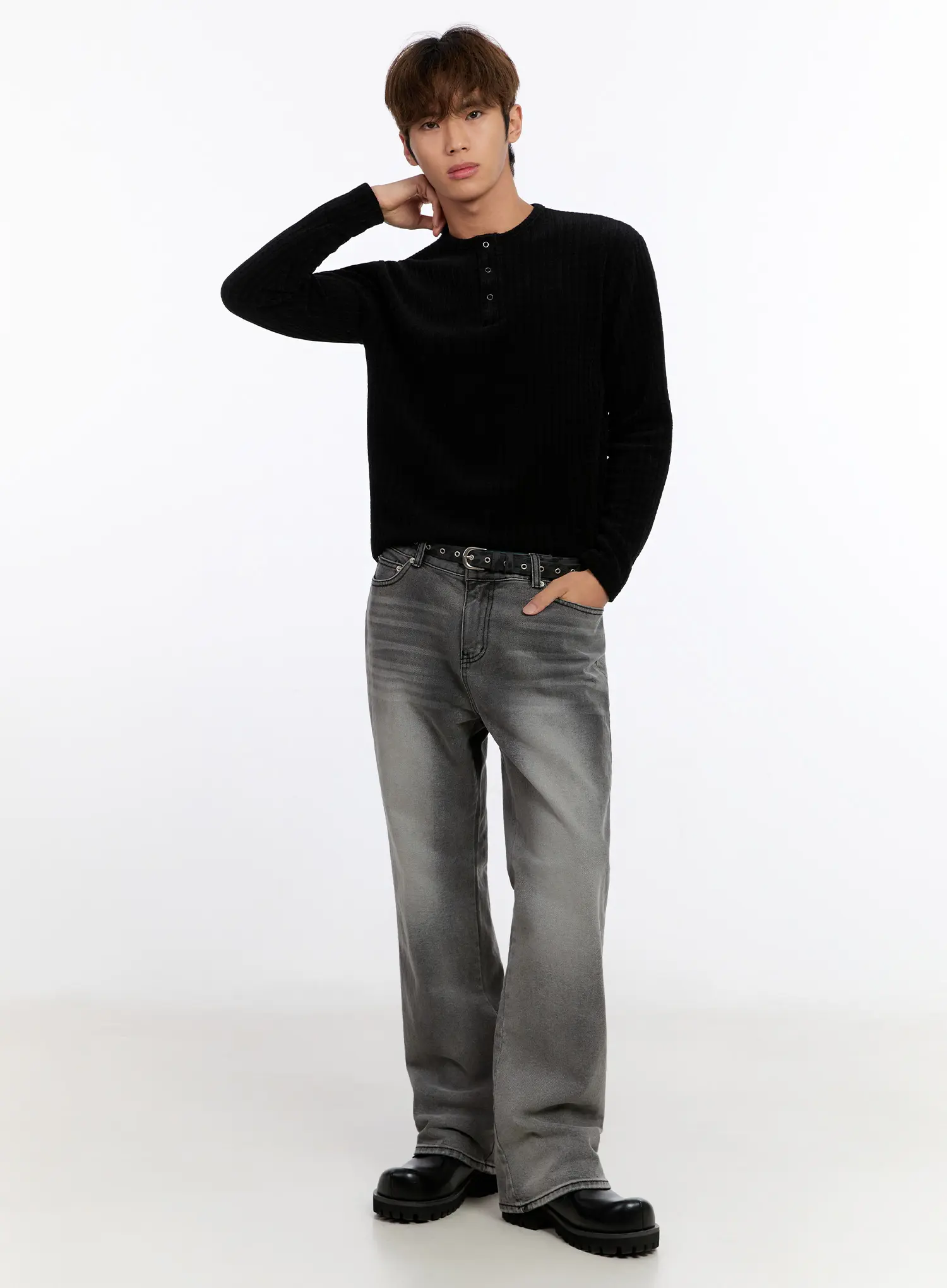 Men's Washed Straight Jeans IN528 - Image 9
