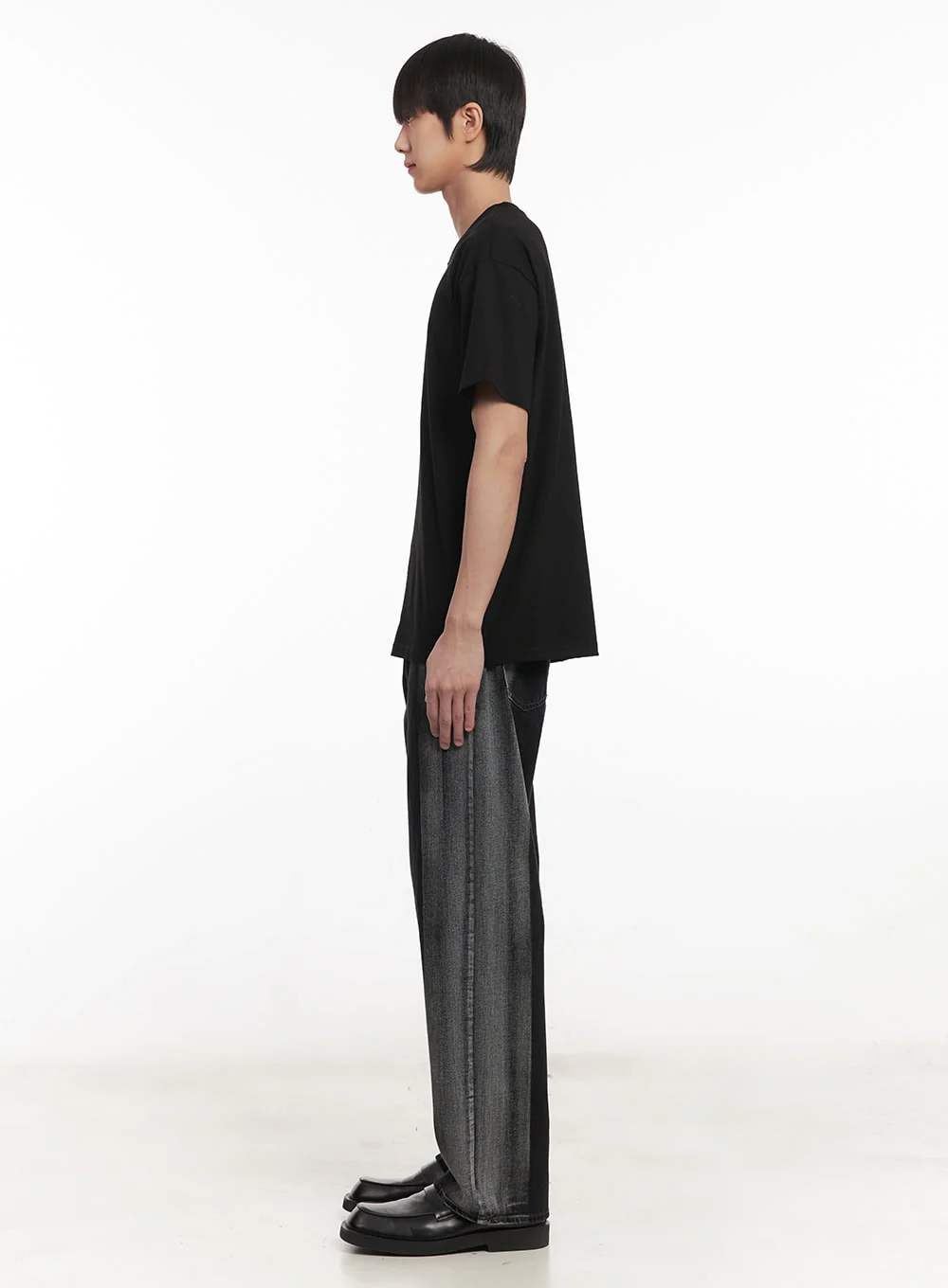 Men's Washed Two-Tone Straight-Leg Jeans (Black) IM519 - Image 7