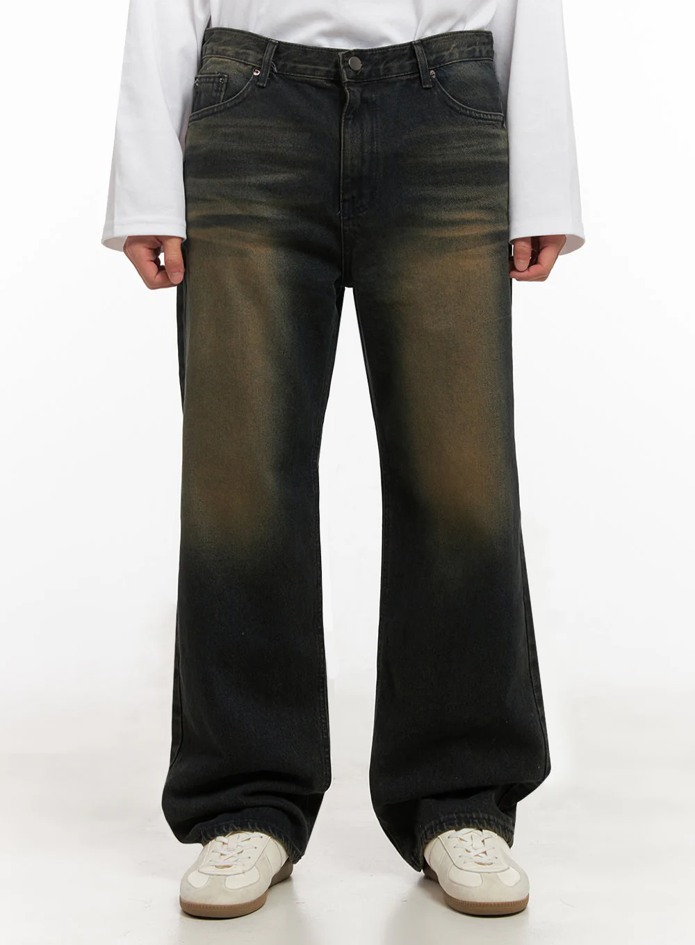 Men's Washed Vintage Wide-Fit Denim Jeans ID427 - Image 2