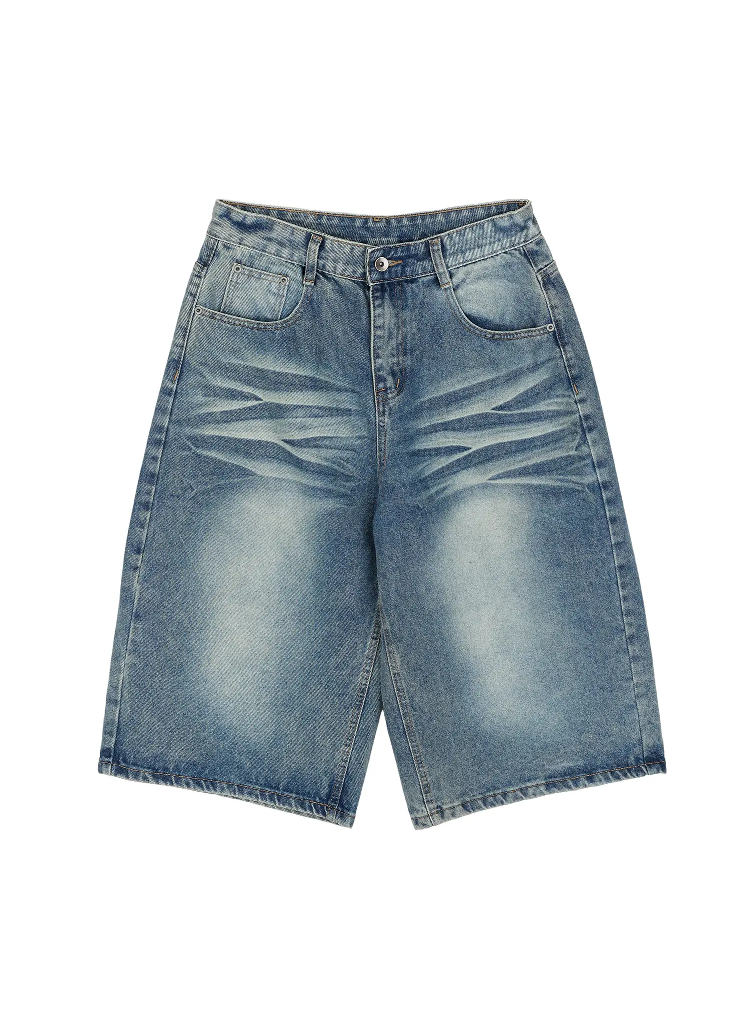 Men's Washed Whiskered Denim Bermuda Shorts IU516 - Image 10