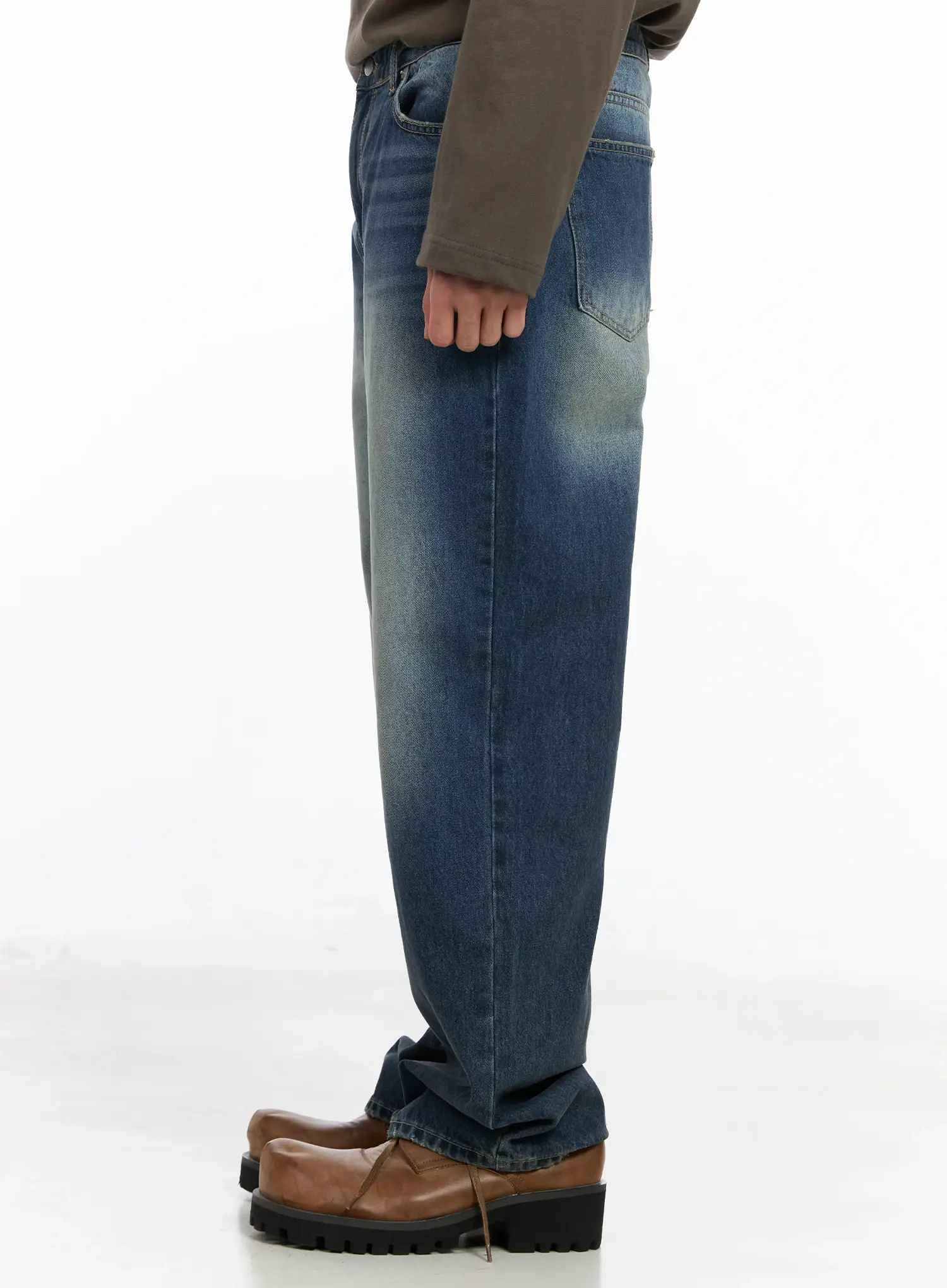 Men's Washed Wide-Leg Jeans IM511 - Image 5