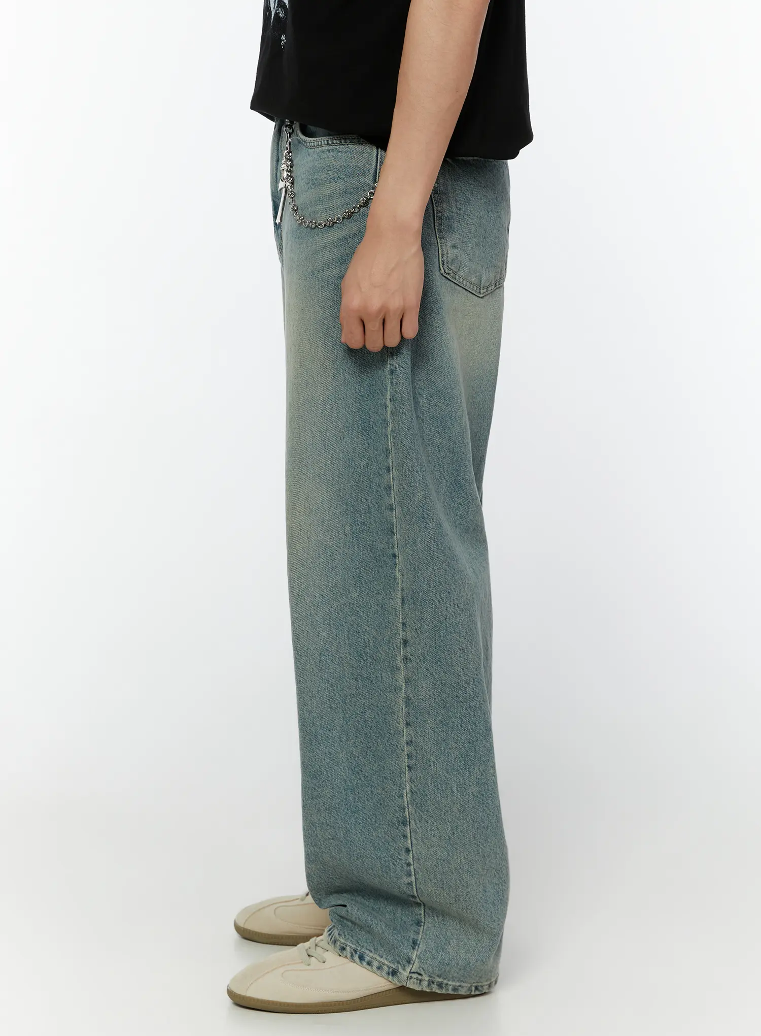 Men's Washed Wide Leg Jeans IU516 - Image 6