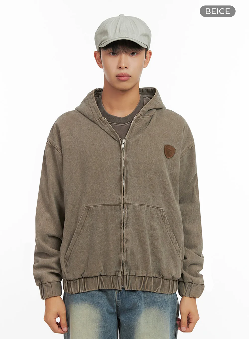 Men's Washed Zip Up Hooded Jacket IO420 - Image 12