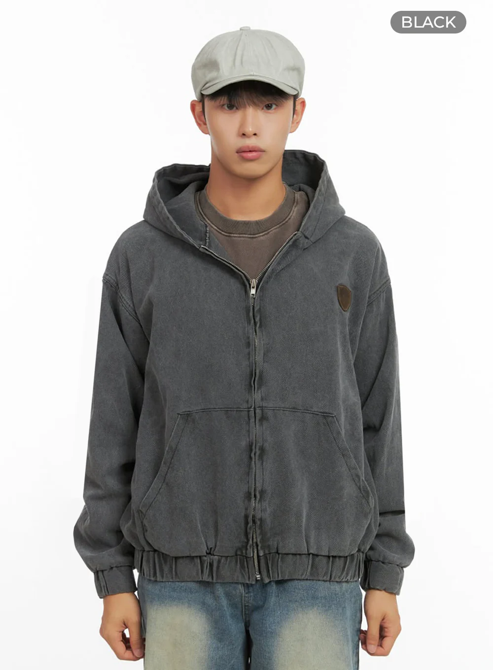 Men's Washed Zip Up Hooded Jacket IO420 - Image 13