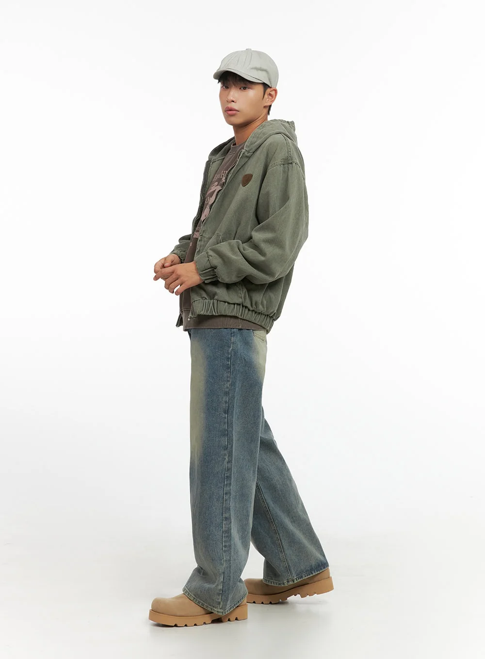 Men's Washed Zip Up Hooded Jacket IO420 - Image 9