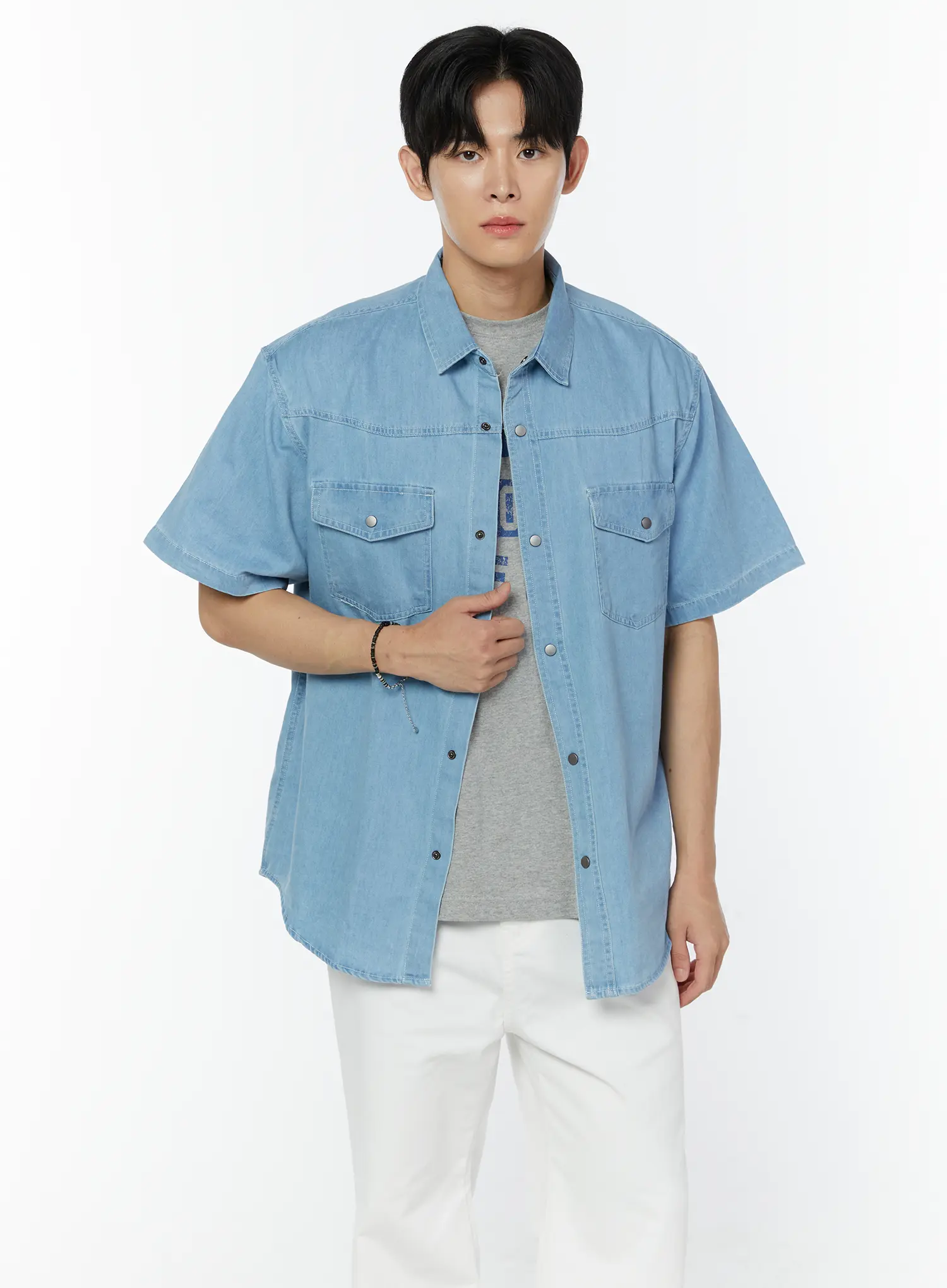 Men's Western Denim Short Sleeve Shirt IU504 - Image 3