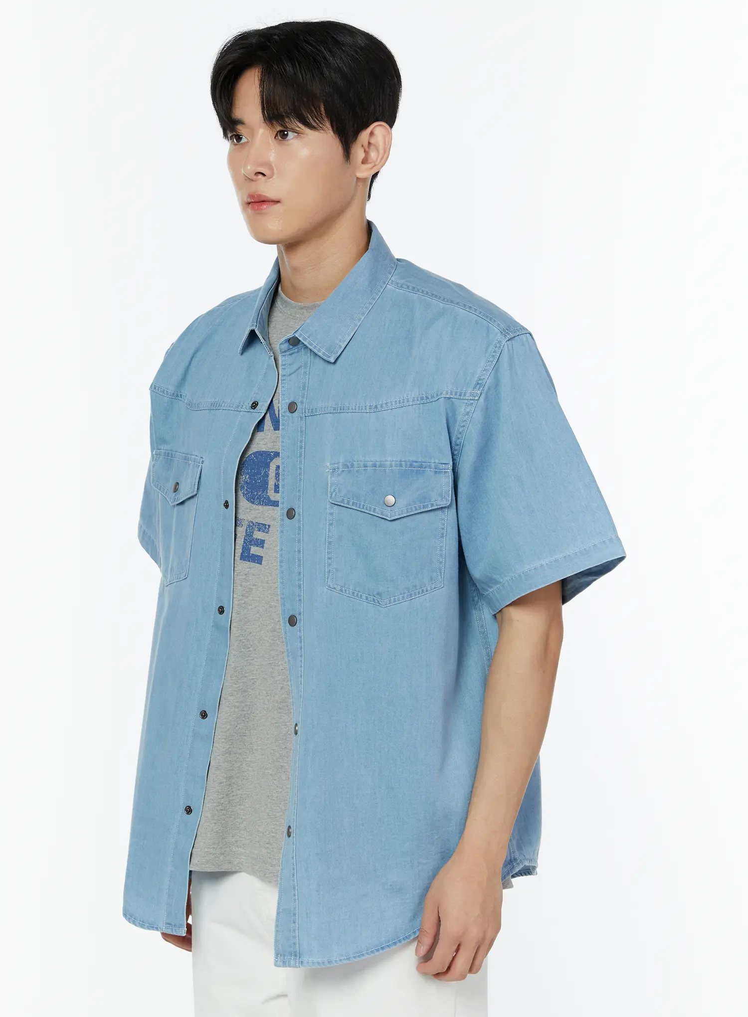 Men's Western Denim Short Sleeve Shirt IU504 - Image 5