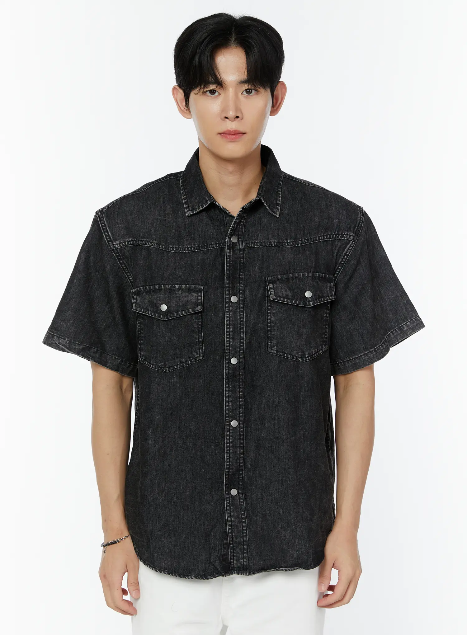 Men's Western Denim Short Sleeve Shirt IU504 - Image 9