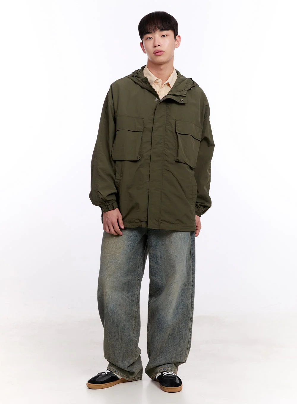Men's Wide-Fit Washed Baggy Jeans IM512 - Image 11
