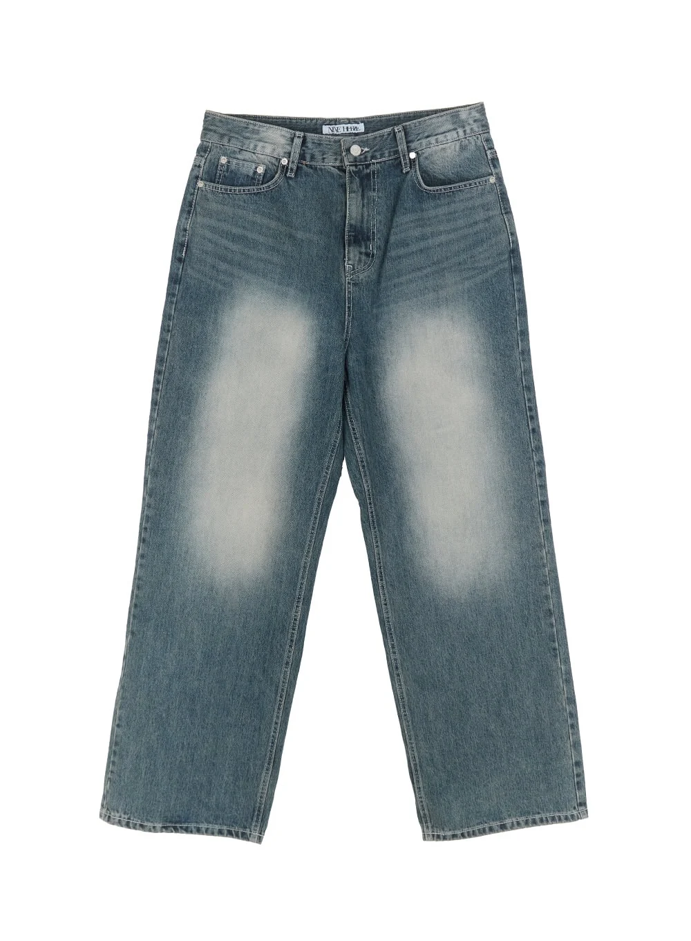 Men's Wide-Fit Washed Denim Jeans IA510 - Image 13