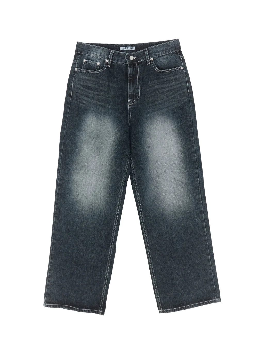 Men's Wide-Fit Washed Denim Jeans IA510 - Image 14