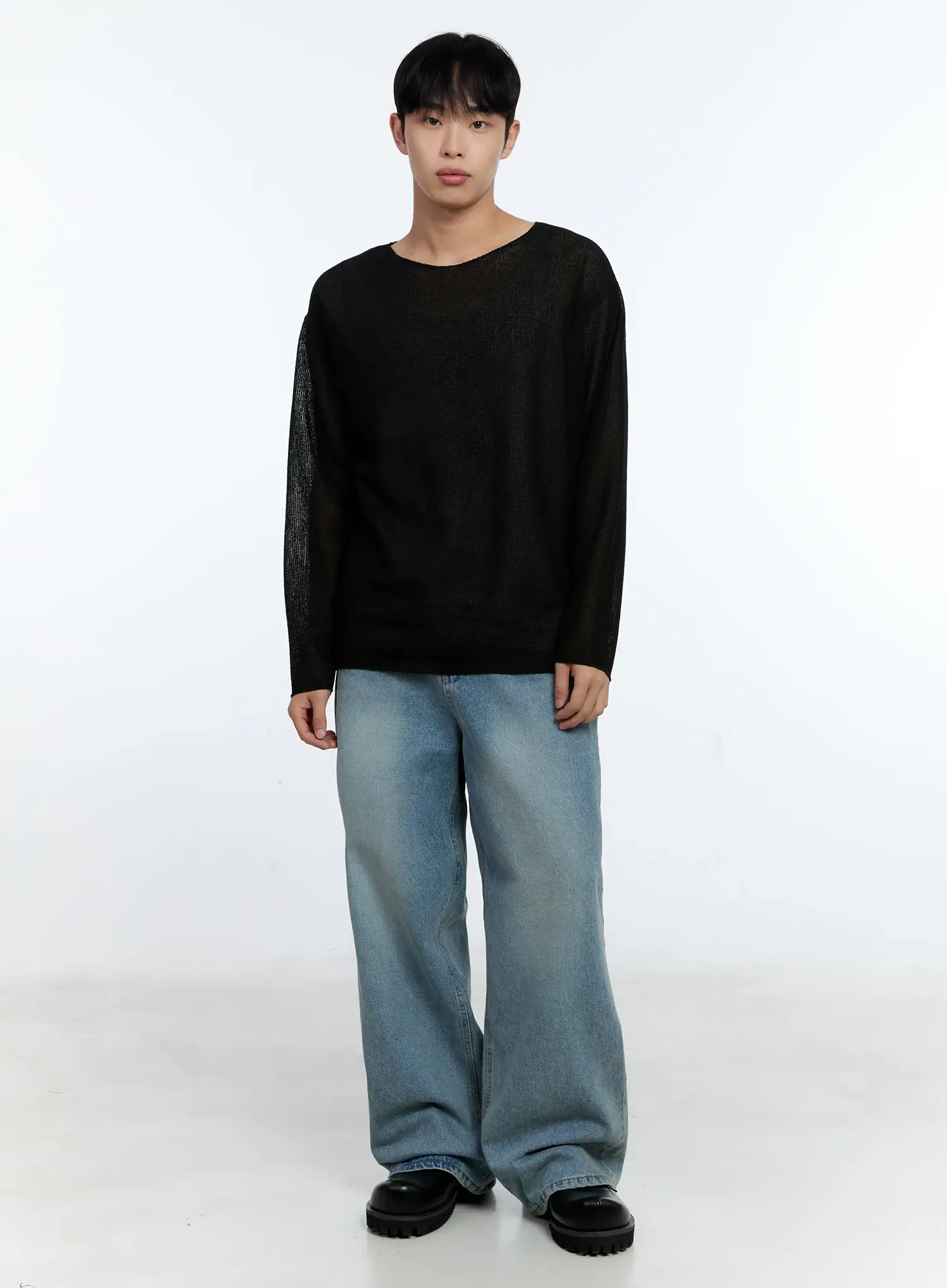 Men's Wide Leg Denim Jeans IG519 - Image 12