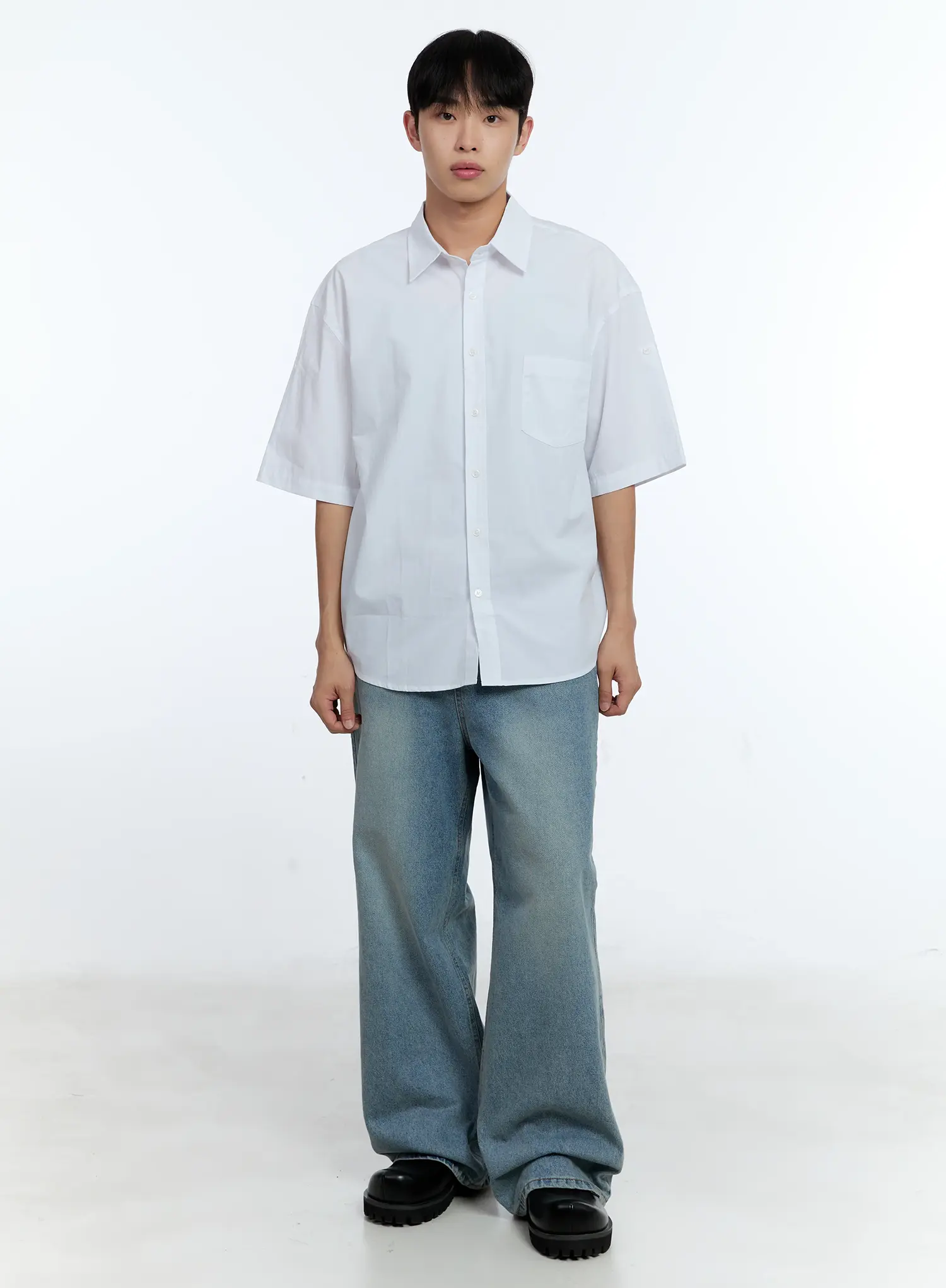 Men's Wide Leg Denim Jeans IG519 - Image 14